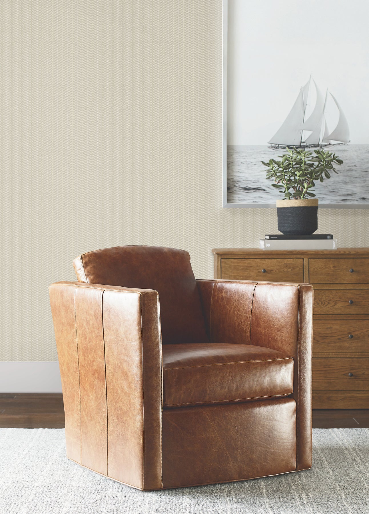 Elkan Stripe Wallpaper in beige color - pattern number 4211-83535 - by Ronald Redding in the Private Reserve collection