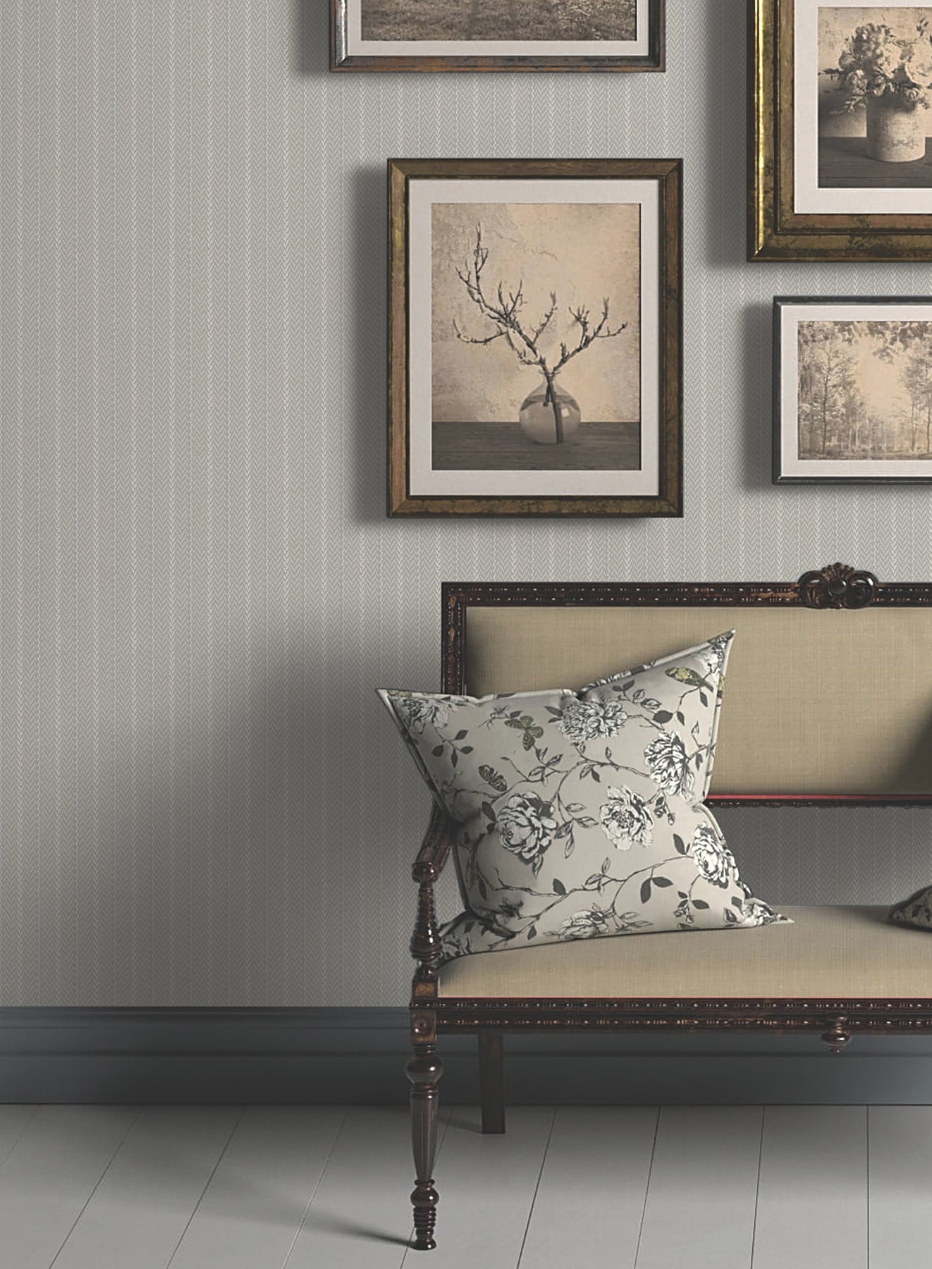 Elkan Stripe Wallpaper in grey color - pattern number 4211-83536 - by Ronald Redding in the Private Reserve collection