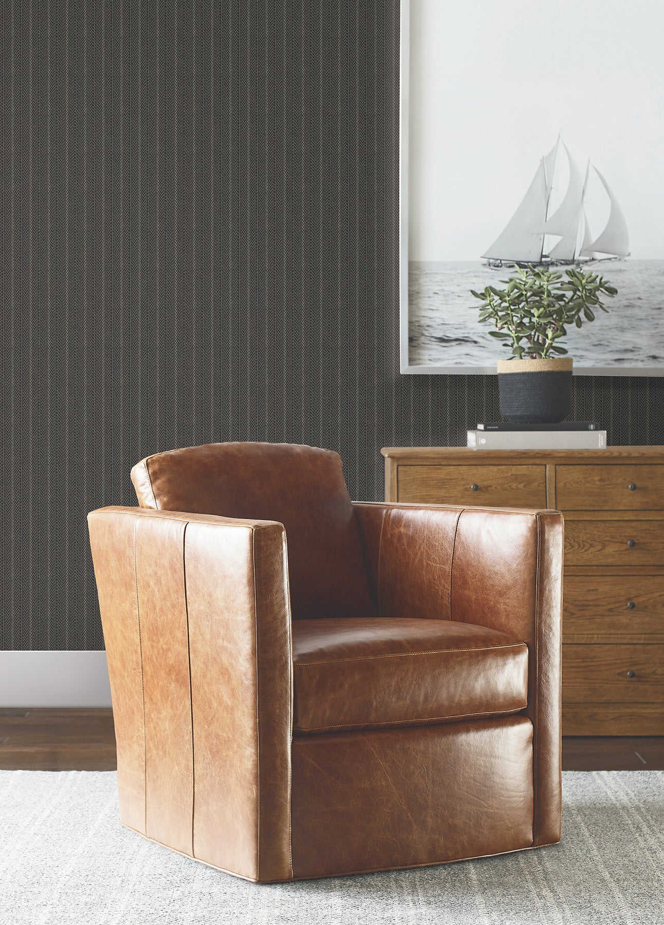 Elkan Stripe Wallpaper in black color - pattern number 4211-83537 - by Ronald Redding in the Private Reserve collection