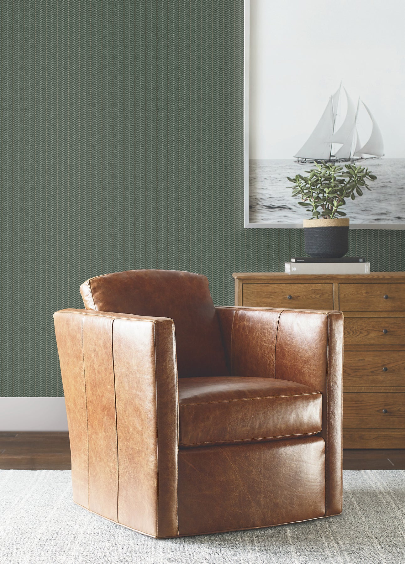 Elkan Stripe Wallpaper in green color - pattern number 4211-83539 - by Ronald Redding in the Private Reserve collection