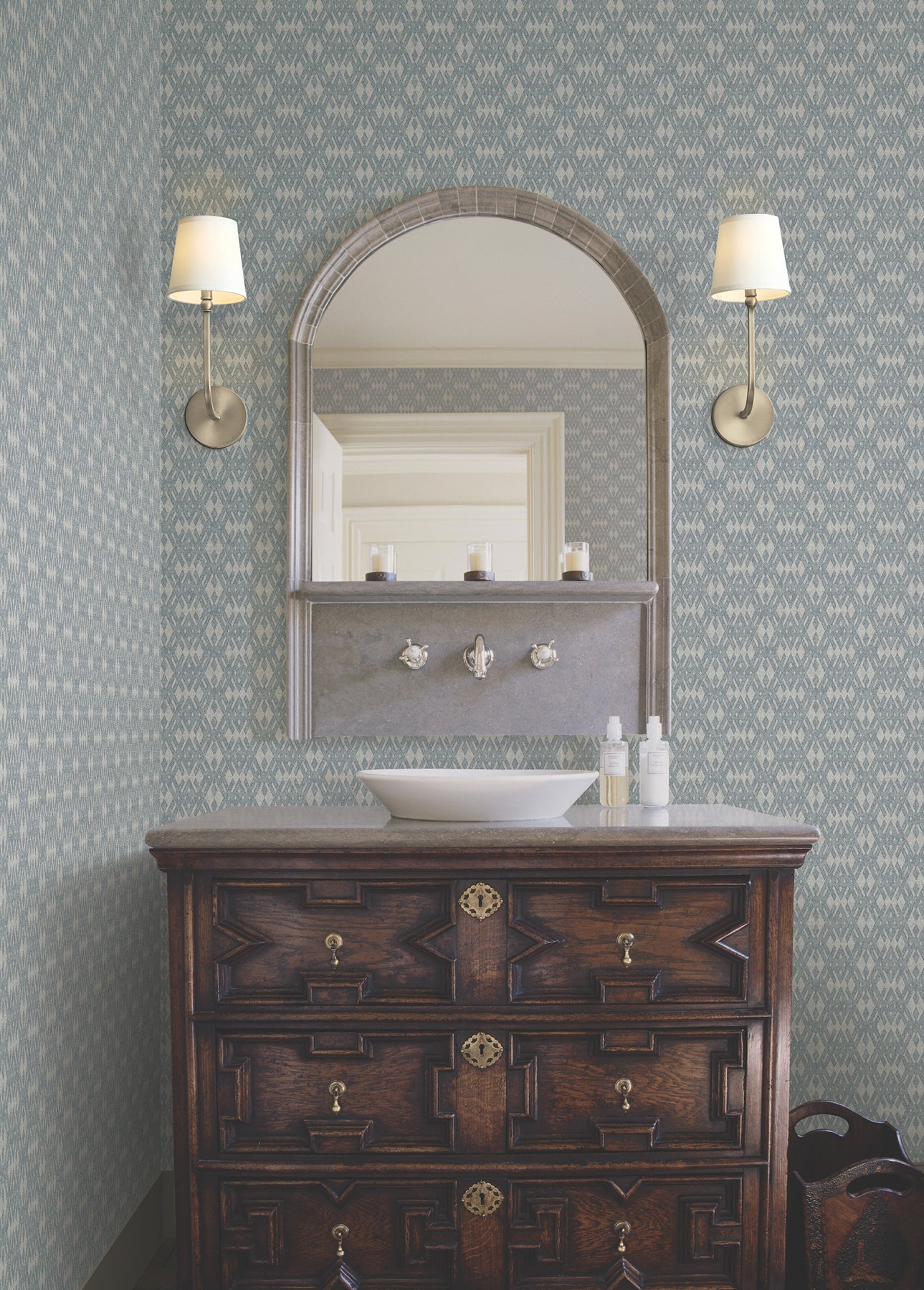 Radcliffe Wallpaper in blue color - pattern number 4211-83546 - by Ronald Redding in the Private Reserve collection
