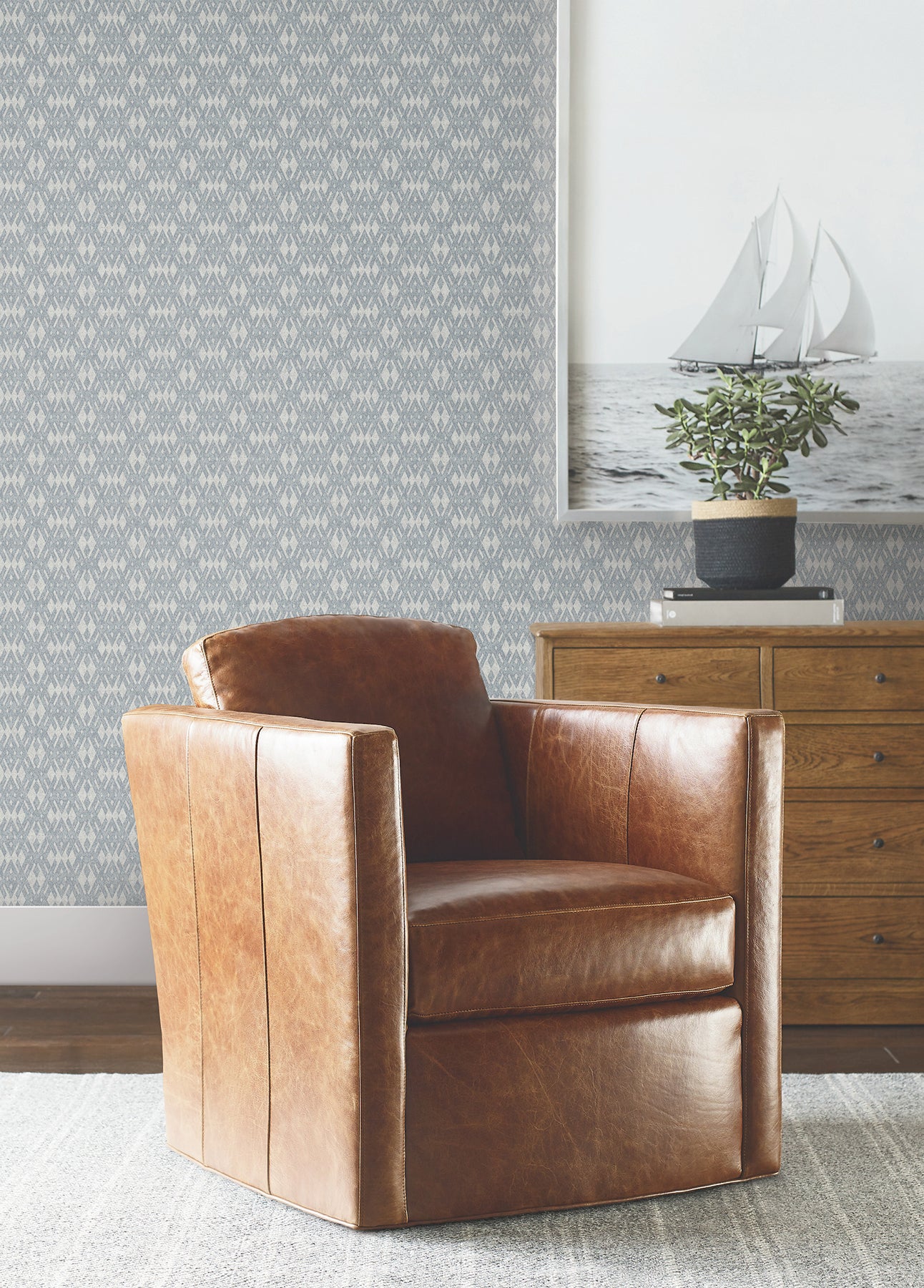 Radcliffe Wallpaper in blue color - pattern number 4211-83546 - by Ronald Redding in the Private Reserve collection