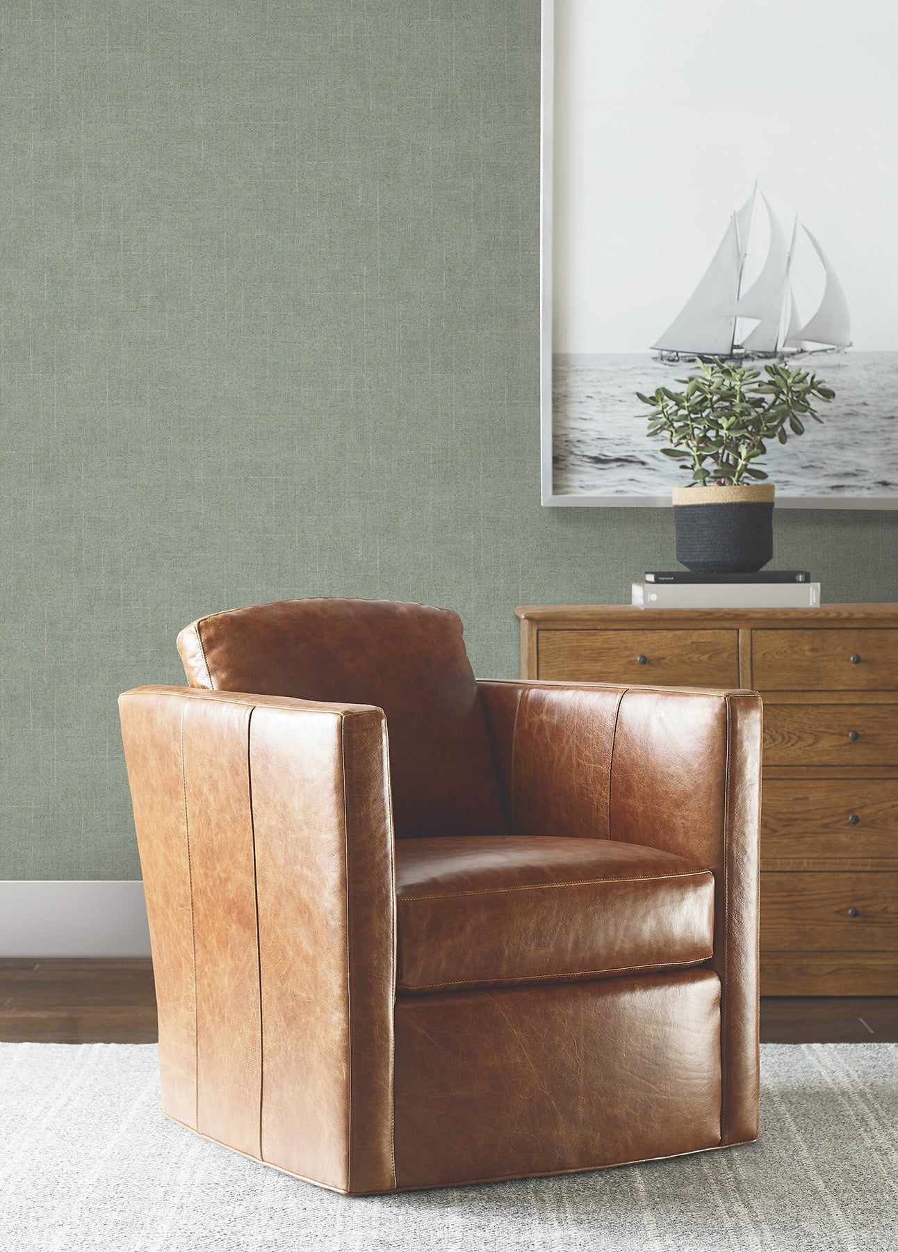 Saratoga Wallpaper in jade color - pattern number 4211-83549 - by Ronald Redding in the Private Reserve collection