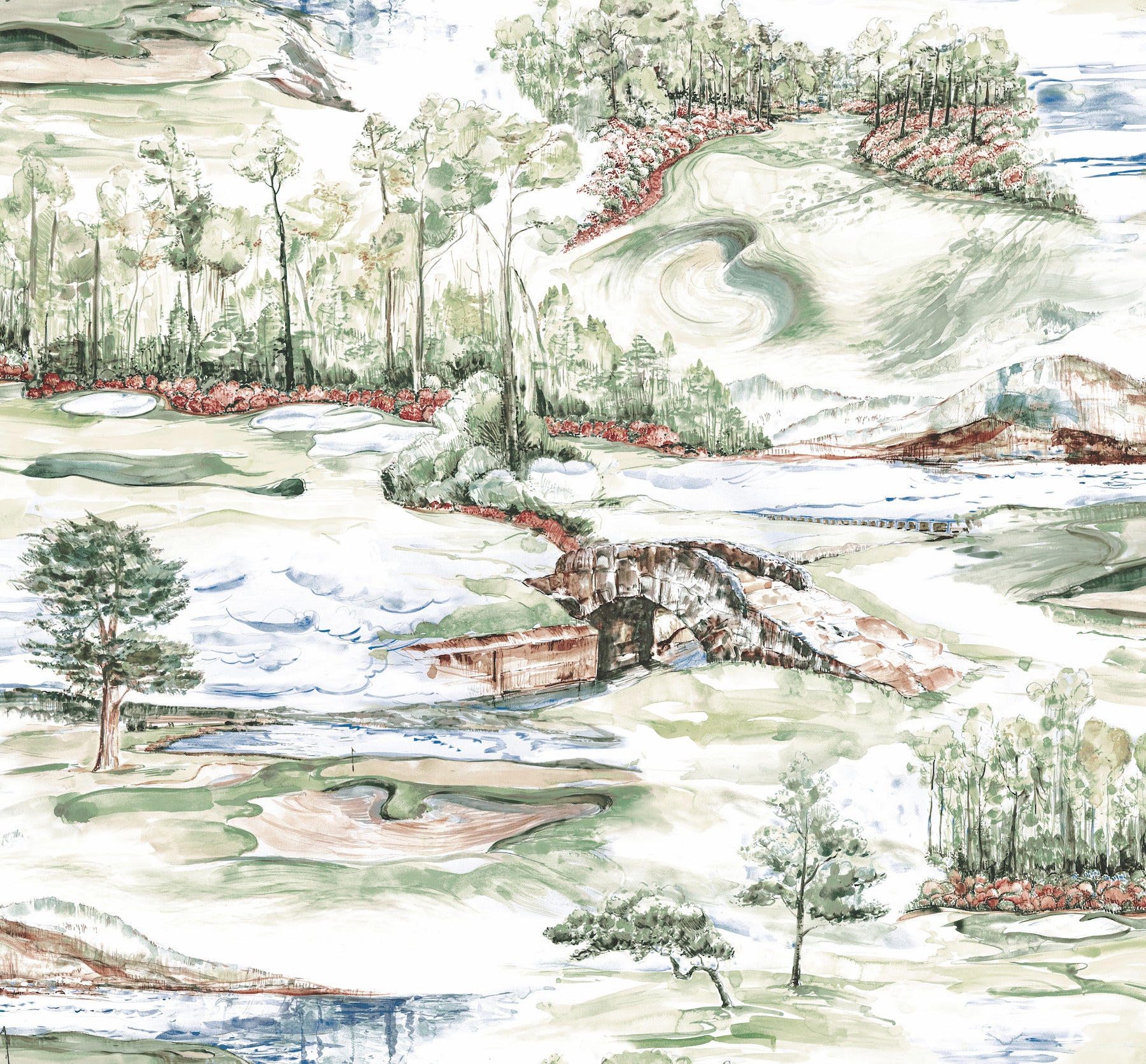 Hole In One Wallpaper in multicolor color - pattern number 4211-83552 - by Ronald Redding in the Private Reserve collection