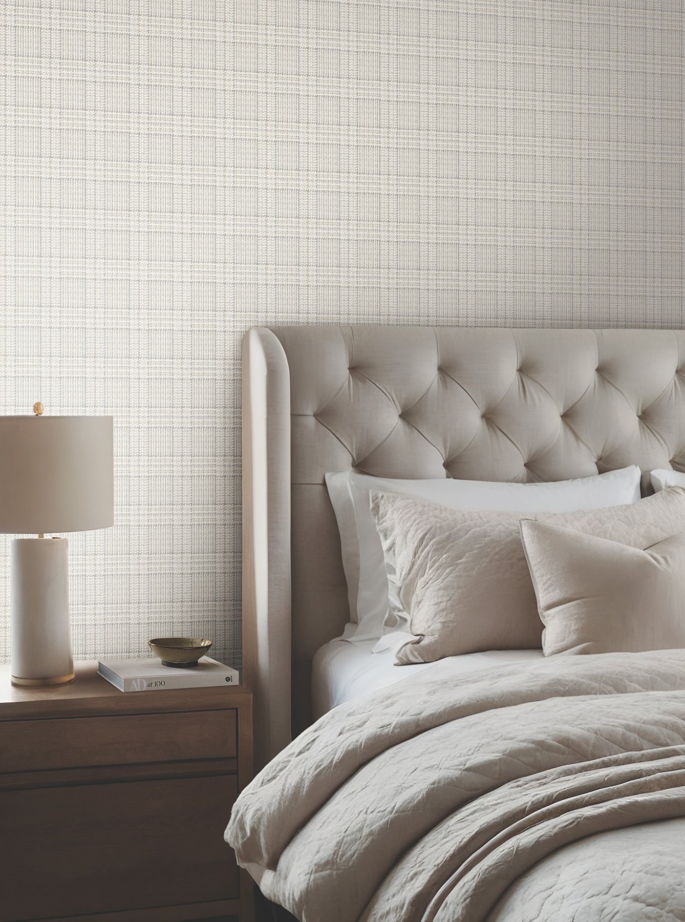Harrington Plaid Wallpaper in neutral color - pattern number 4211-83553 - by Ronald Redding in the Private Reserve collection
