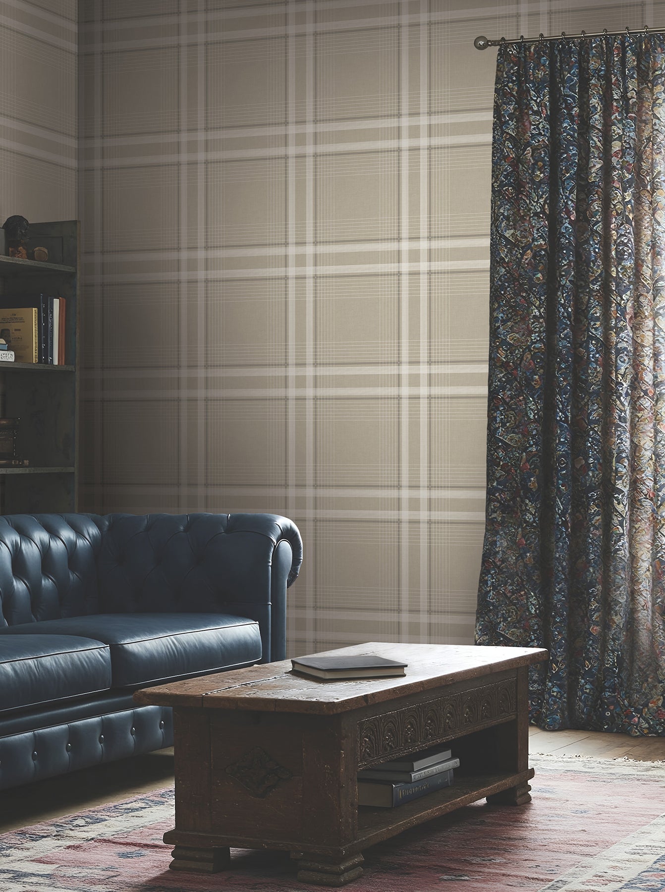 Country Club Plaid Wallpaper in taupe color - pattern number 4211-83564 - by Ronald Redding in the Private Reserve collection
