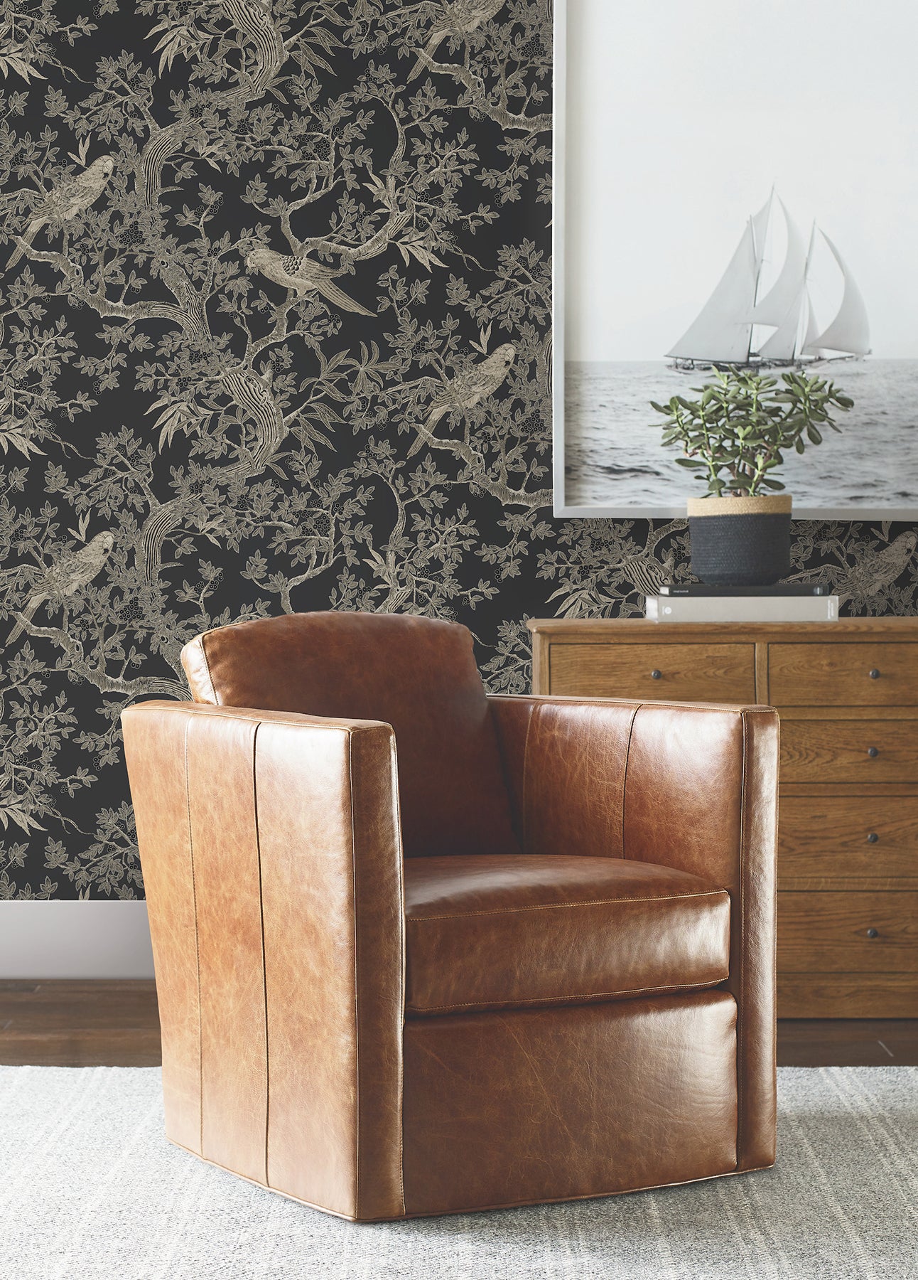 Regal Ridge Wallpaper in black color - pattern number 4211-83570 - by Ronald Redding in the Private Reserve collection