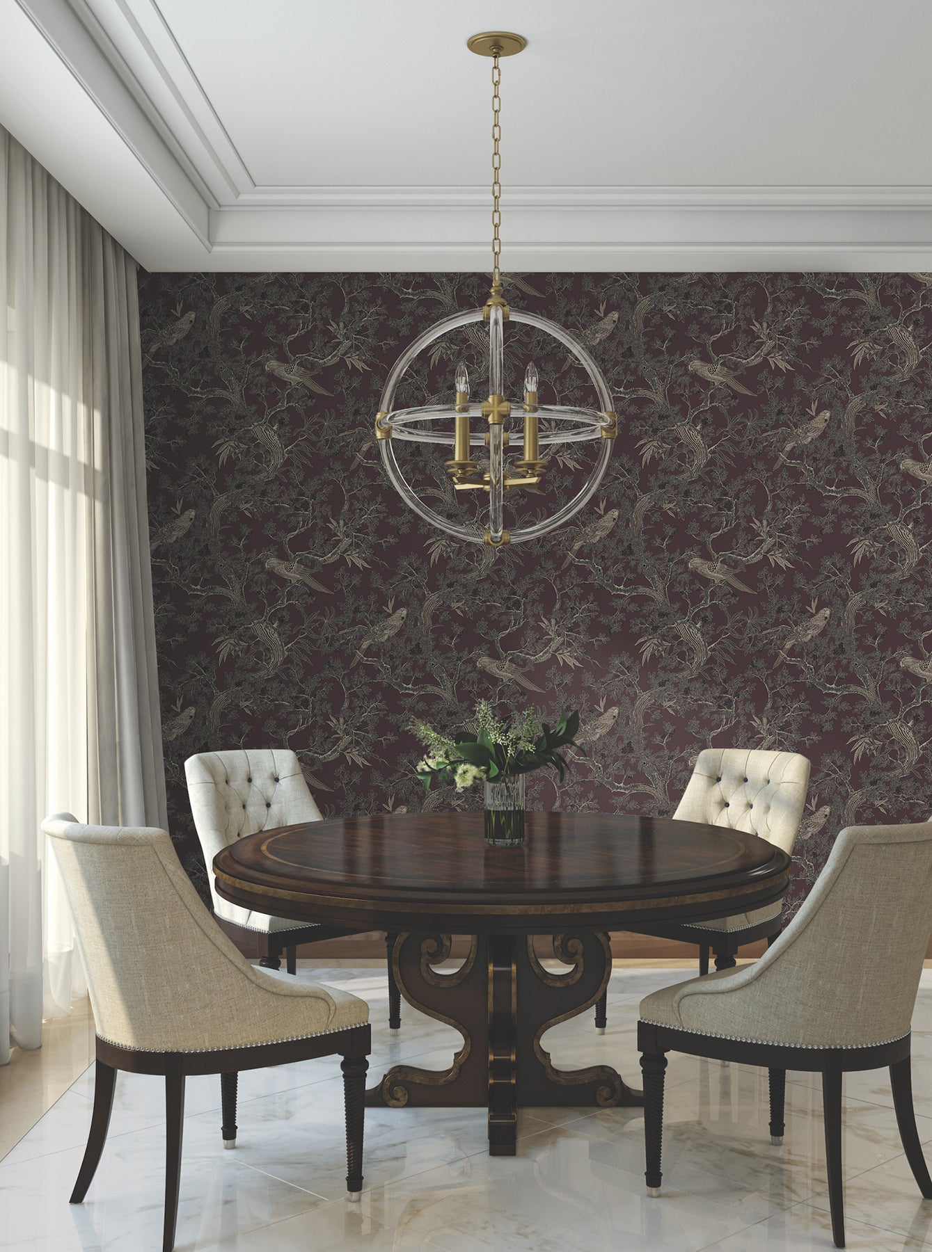 Regal Ridge Wallpaper in plum color - pattern number 4211-83571 - by Ronald Redding in the Private Reserve collection