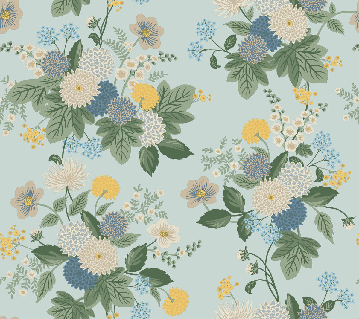 Dahlia Wallpaper in Blue color - pattern number 4212-84365 - by Rifle Paper Co in the Rifle Paper Co Fourth Edition collection