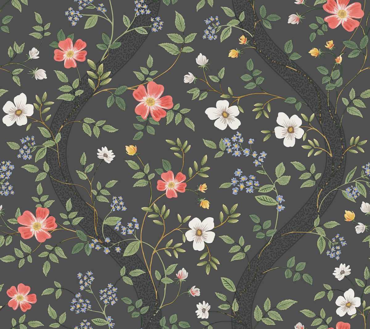 Waverly Wallpaper in Charcoal color - pattern number 4212-84385 - by Rifle Paper Co in the Rifle Paper Co Fourth Edition collection