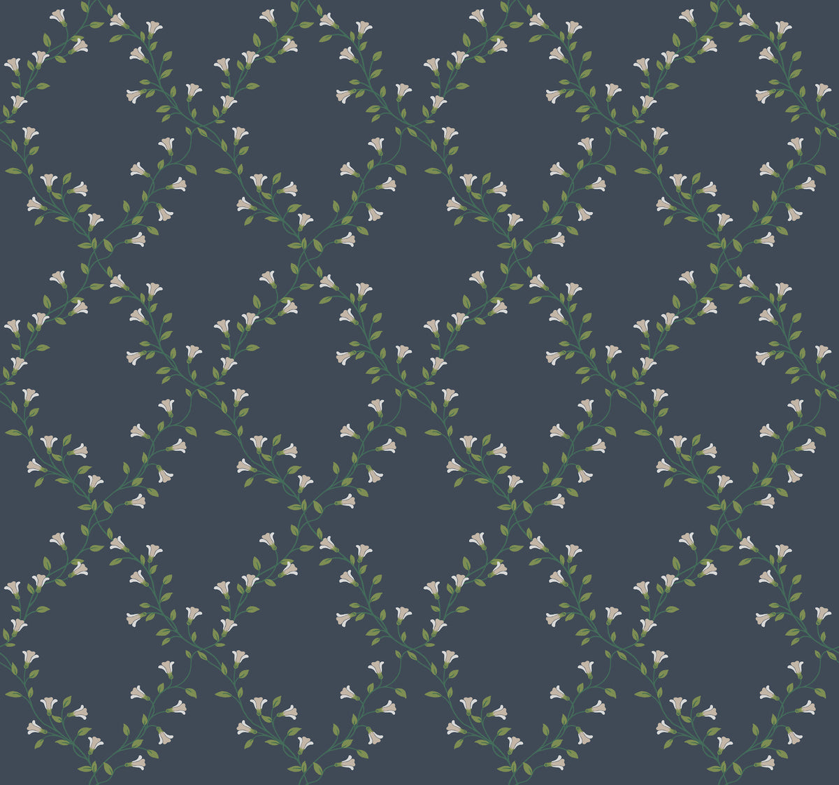 Bellflower Wallpaper in Navy color - pattern number 4212-84390 - by Rifle Paper Co in the Rifle Paper Co Fourth Edition collection