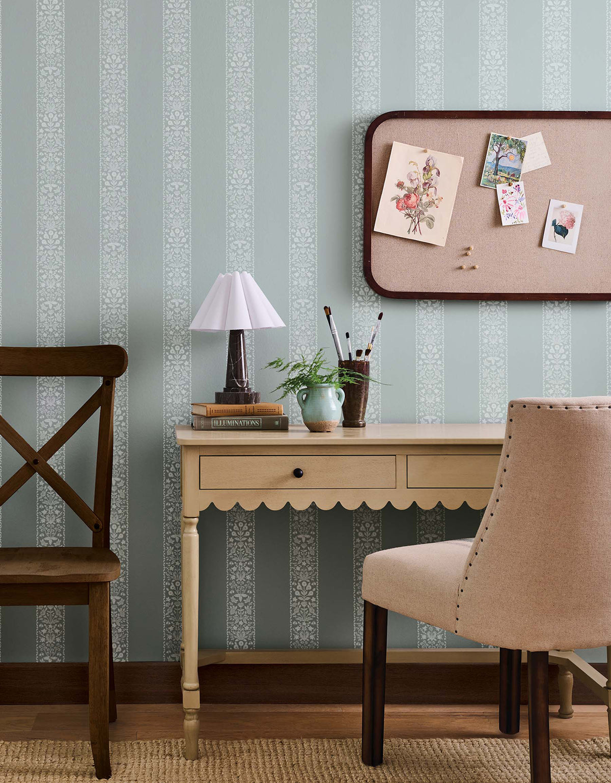 Estee Stripe Wallpaper in Slate color - pattern number 4212-84391 - by Rifle Paper Co in the Rifle Paper Co Fourth Edition collection