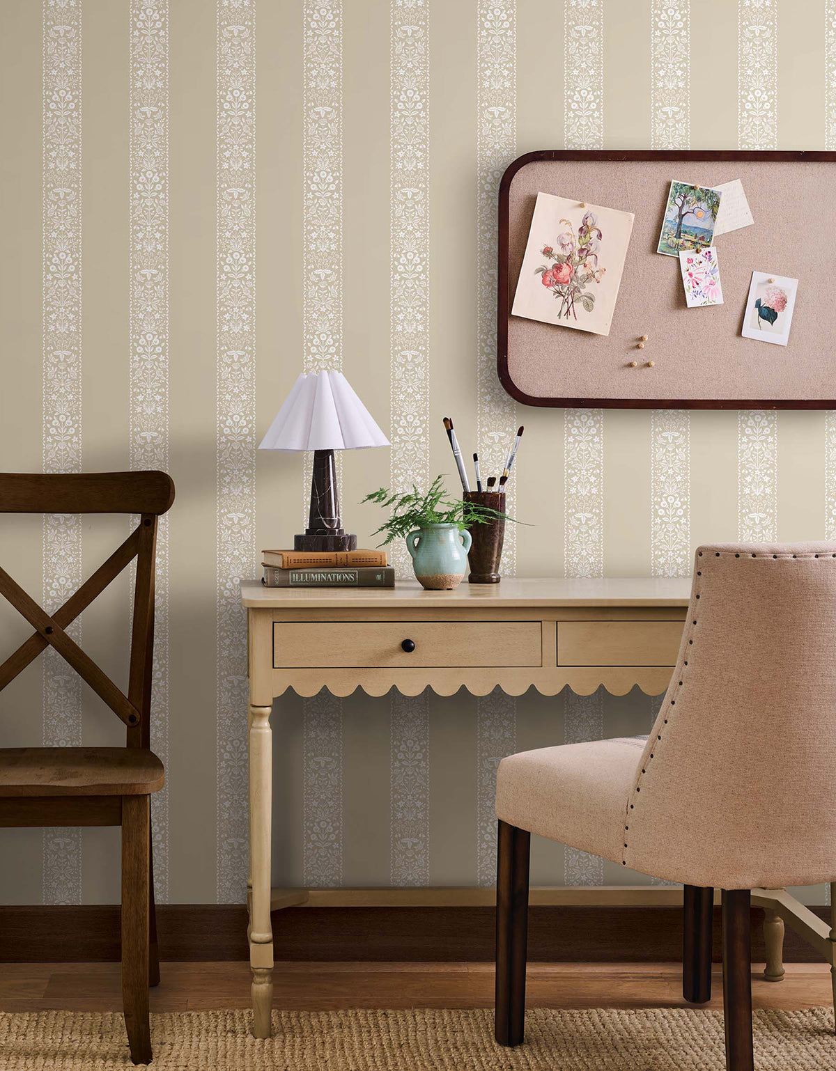 Estee Stripe Wallpaper in Linen color - pattern number 4212-84394 - by Rifle Paper Co in the Rifle Paper Co Fourth Edition collection