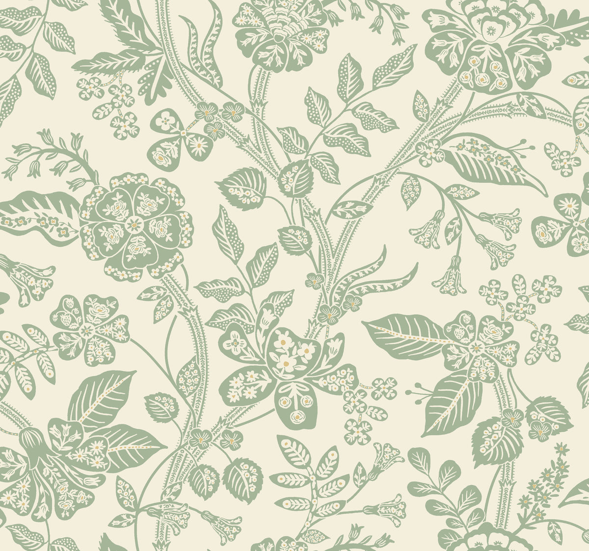 Gracie Garden Wallpaper in Sage &amp; Cream color - pattern number 4212-84399 - by Rifle Paper Co in the Rifle Paper Co Fourth Edition collection