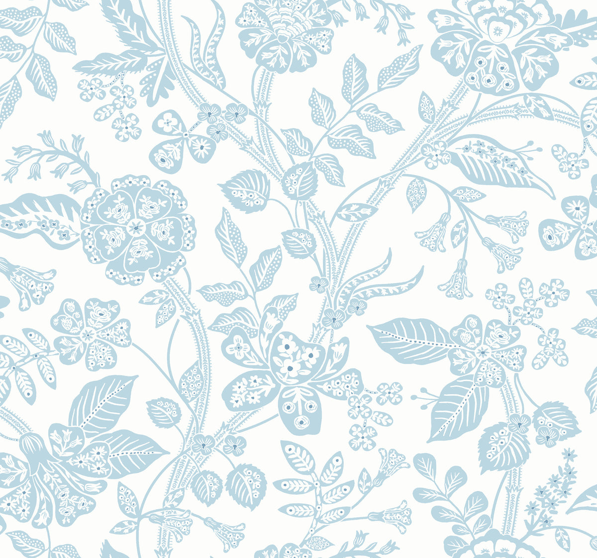 Gracie Garden Wallpaper in Blue &amp; White color - pattern number 4212-84401 - by Rifle Paper Co in the Rifle Paper Co Fourth Edition collection