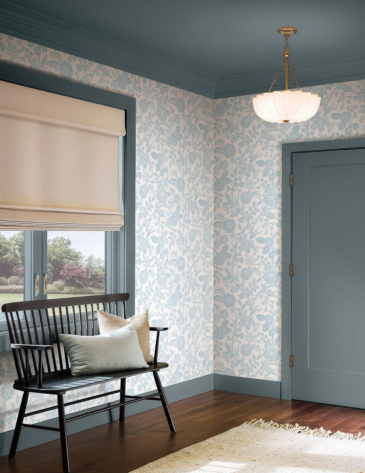 Gracie Garden Wallpaper in Blue &amp; White color - pattern number 4212-84401 - by Rifle Paper Co in the Rifle Paper Co Fourth Edition collection
