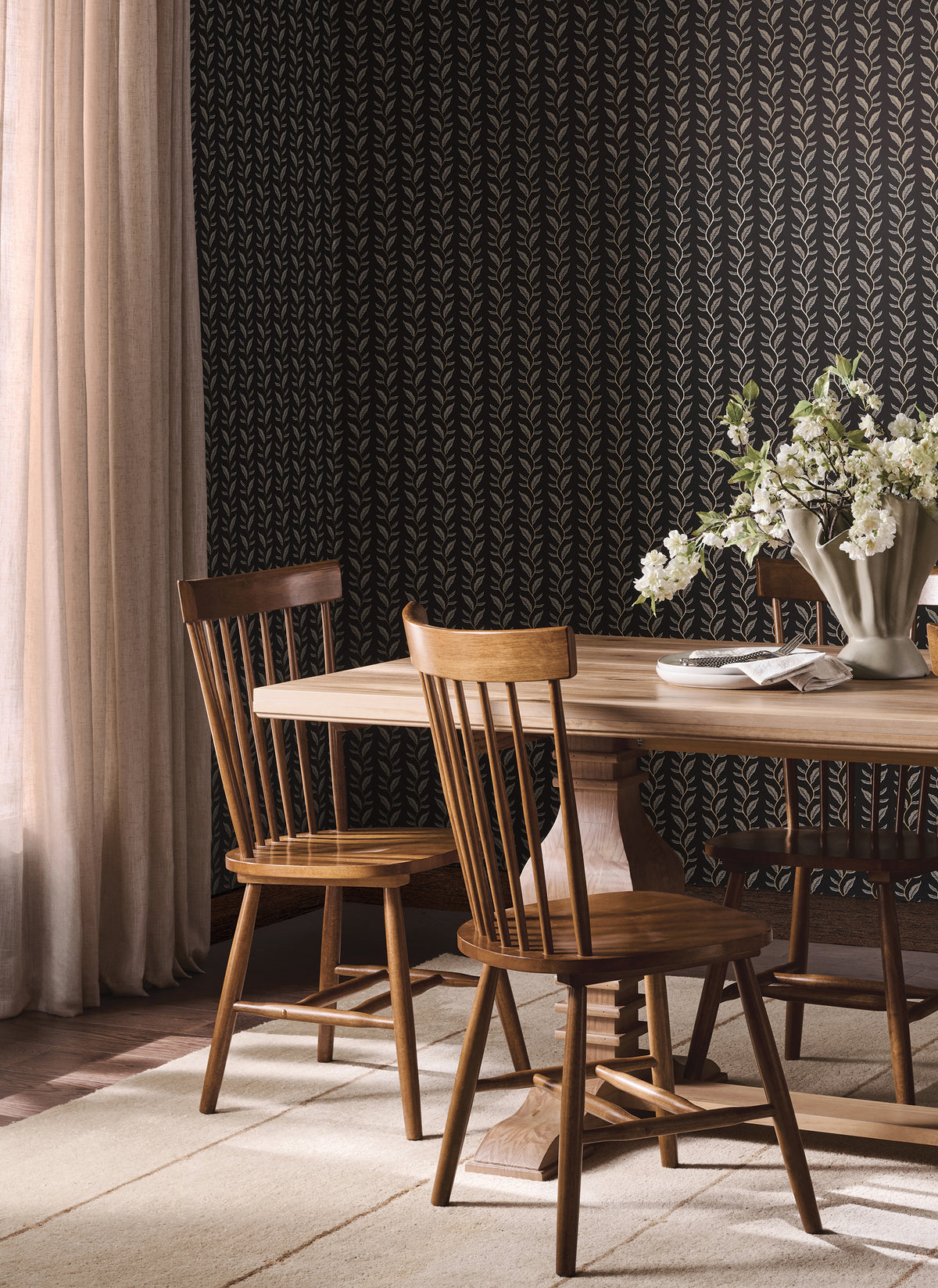 Seagrass Wallpaper in Black color - pattern number 4212-84408 - by Rifle Paper Co in the Rifle Paper Co Fourth Edition collection