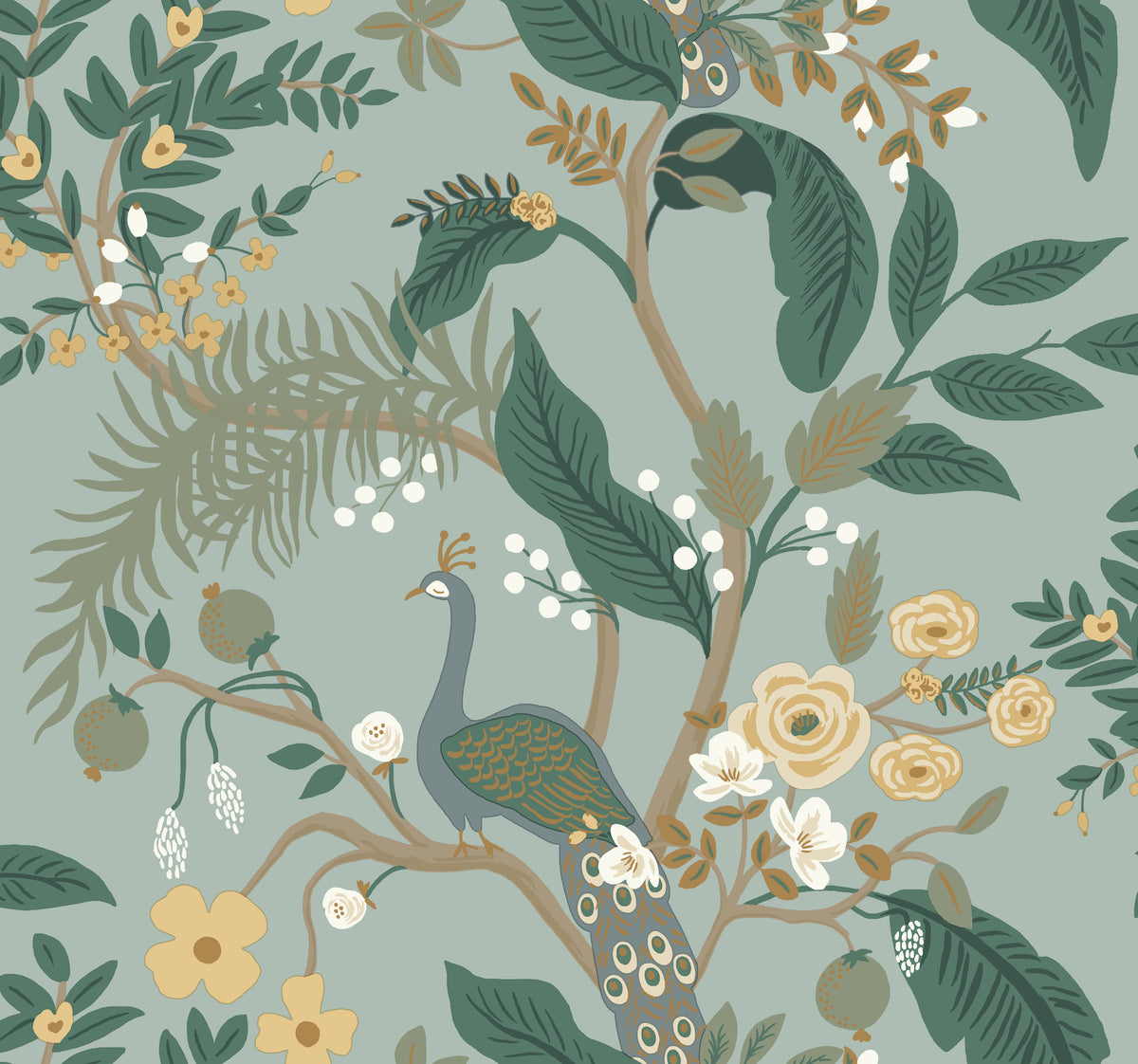 Peacock Wallpaper in Slate color - pattern number 4212-84426 - by Rifle Paper Co in the Rifle Paper Co Fourth Edition collection
