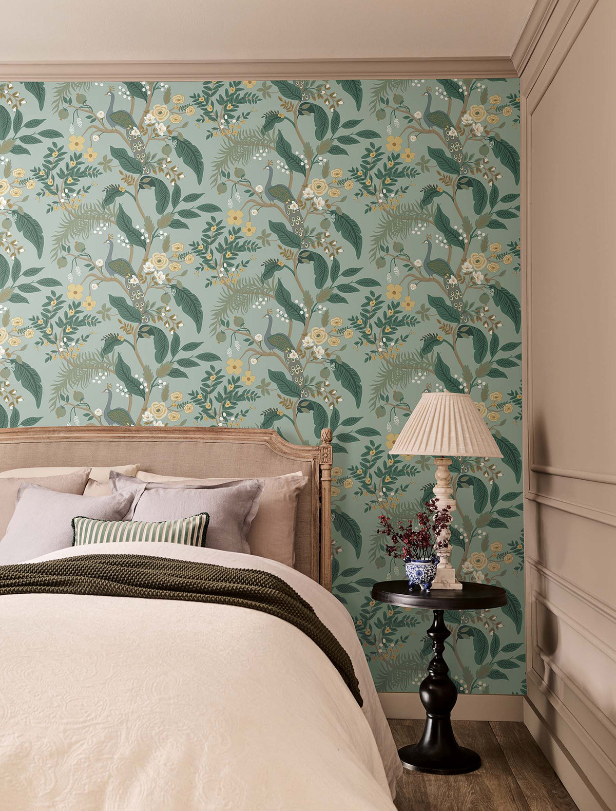 Peacock Wallpaper in Slate color - pattern number 4212-84426 - by Rifle Paper Co in the Rifle Paper Co Fourth Edition collection