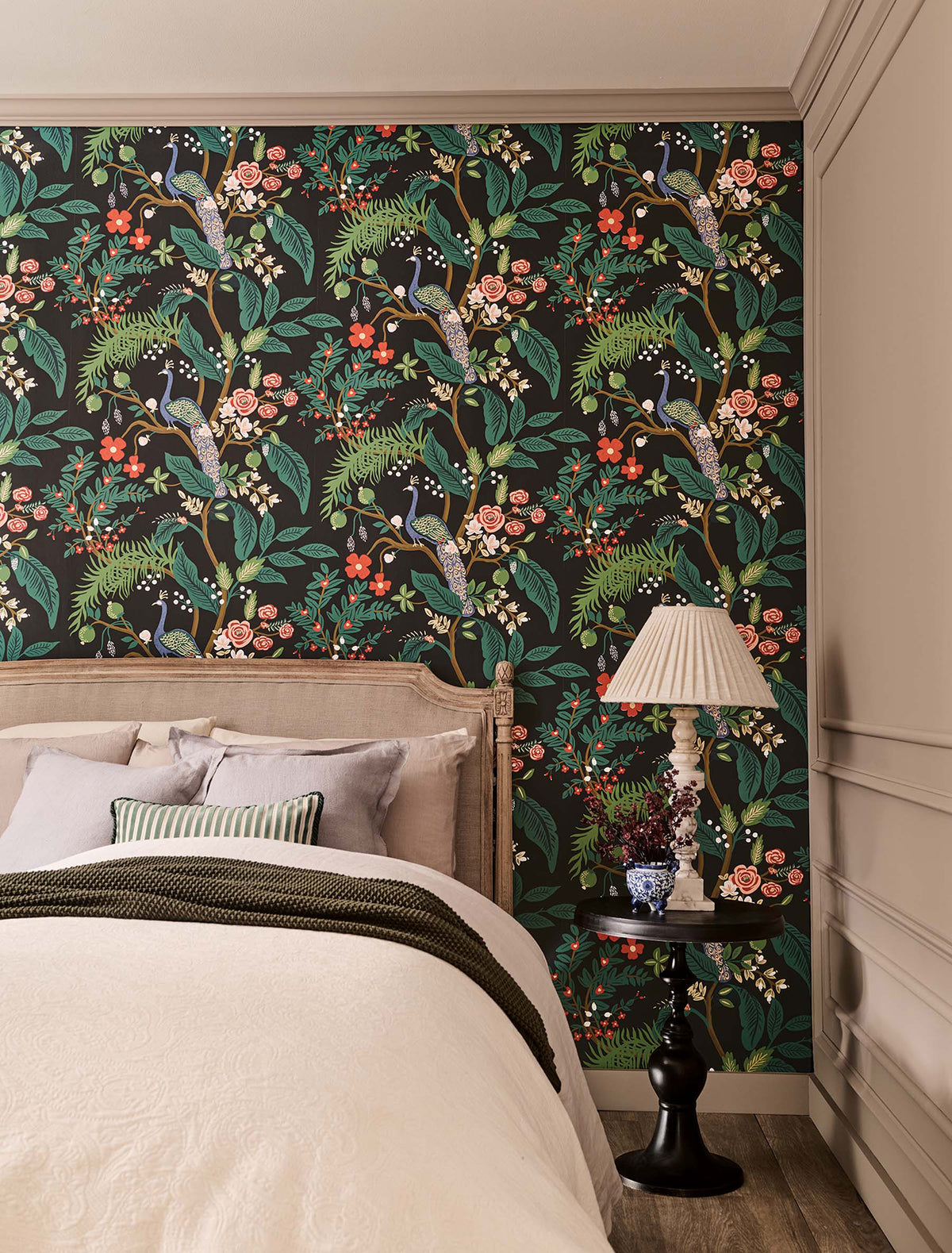 Peacock Wallpaper in Charcoal color - pattern number 4212-84427 - by Rifle Paper Co in the Rifle Paper Co Fourth Edition collection