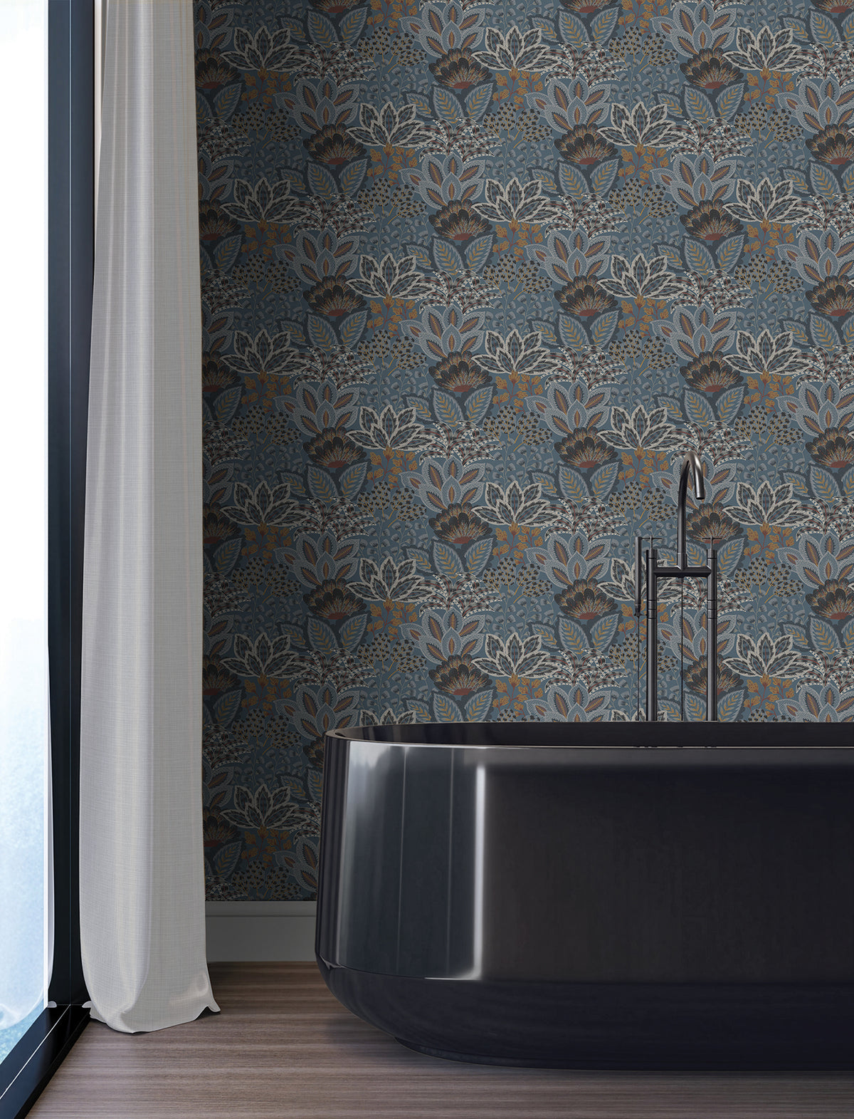 Catherine Botanical Wallpaper in Blue color - pattern number 4228-84111 - by York in the Maestro collection