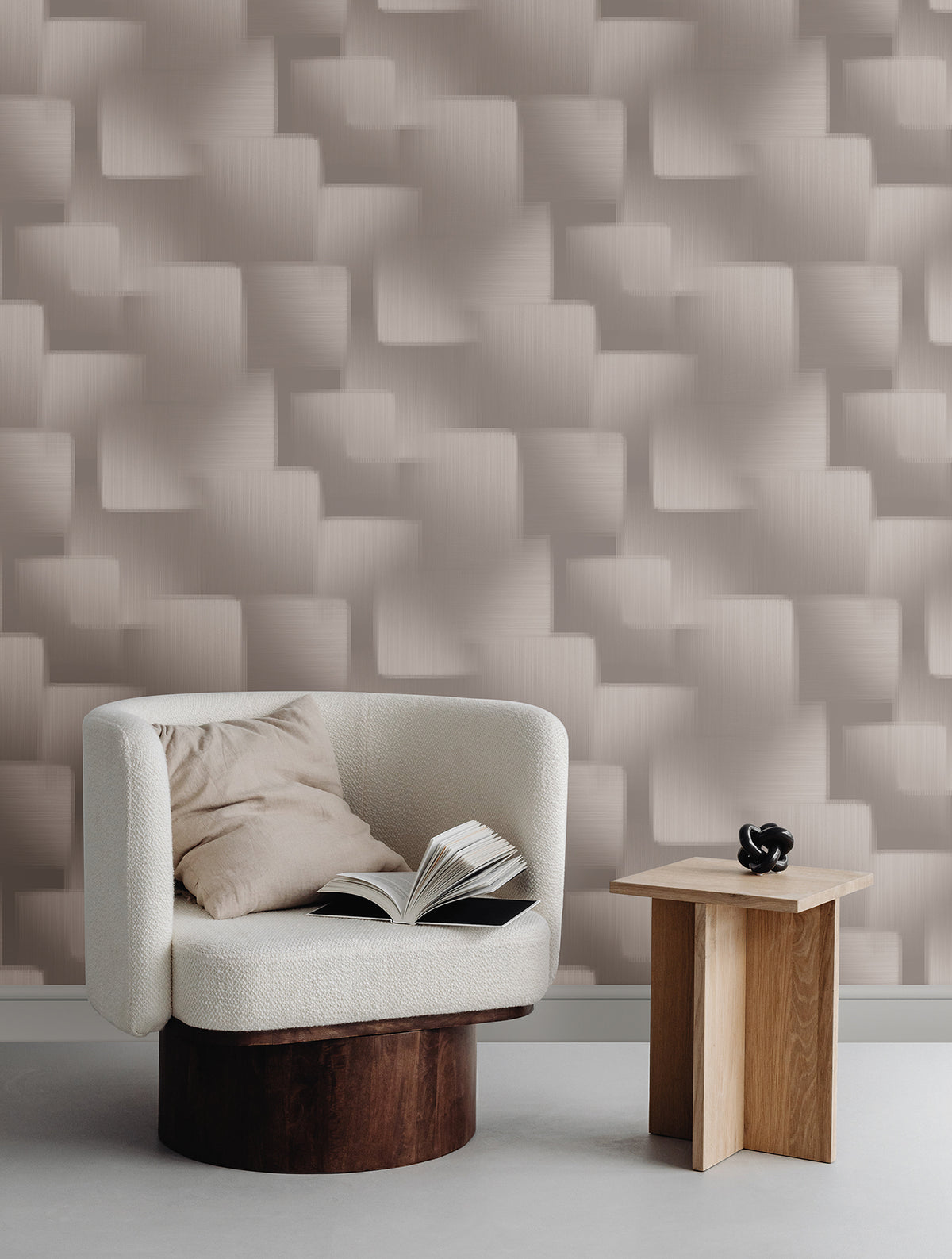 Silk Madras Abstract Geometric Wallpaper in Grey color - pattern number 4228-84127 - by York in the Maestro collection