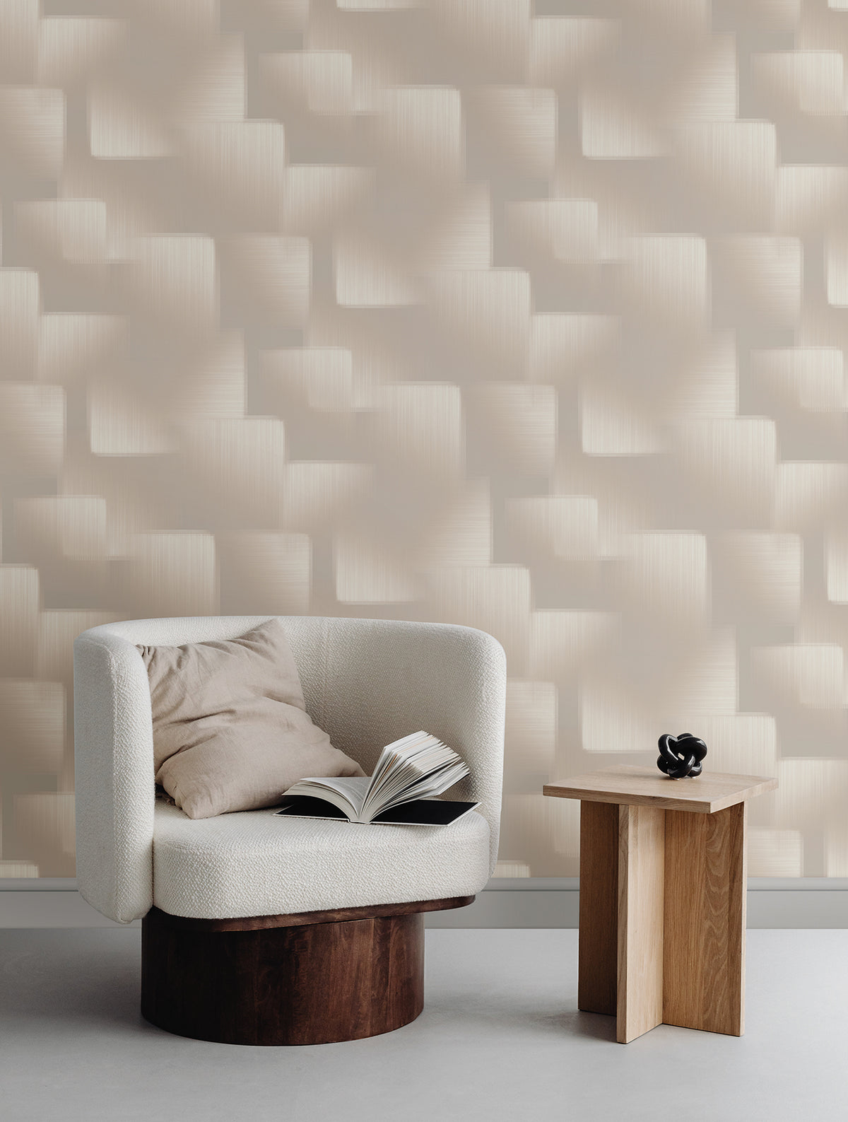 Silk Madras Abstract Geometric Wallpaper in Beige color - pattern number 4228-84129 - by York in the Maestro collection