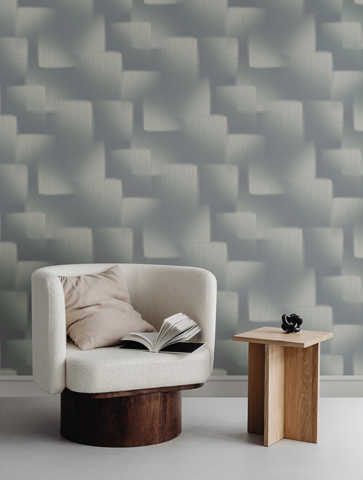 Silk Madras Abstract Geometric Wallpaper in Slate color - pattern number 4228-84132 - by York in the Maestro collection