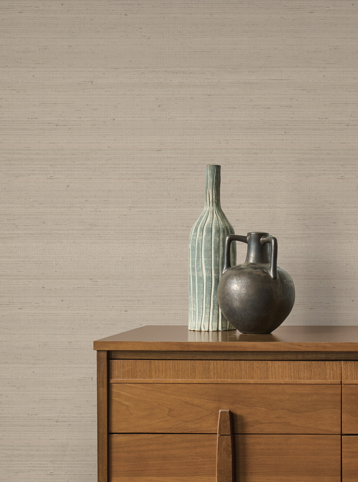 Fine Silk Faux Fabric Wallpaper in Light Brown color - pattern number 4228-84136 - by York in the Maestro collection
