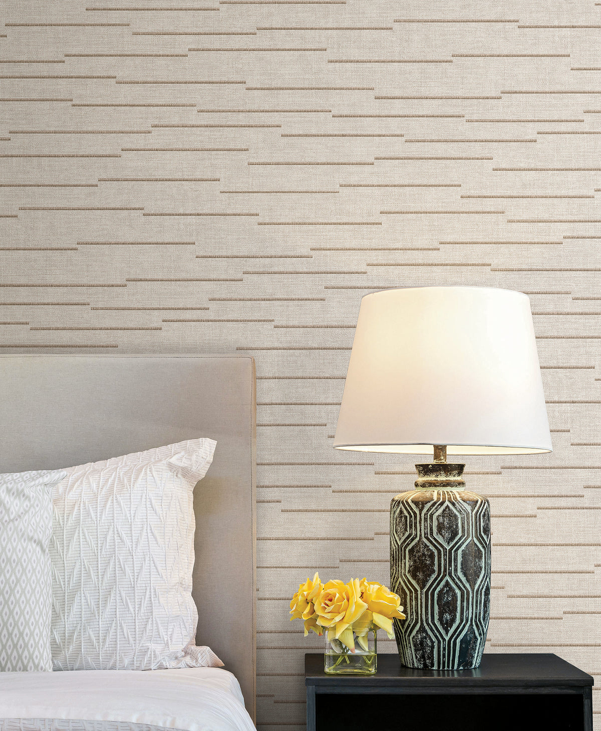 Latitude Striated Wallpaper in Beige color - pattern number 4228-84142 - by York in the Maestro collection