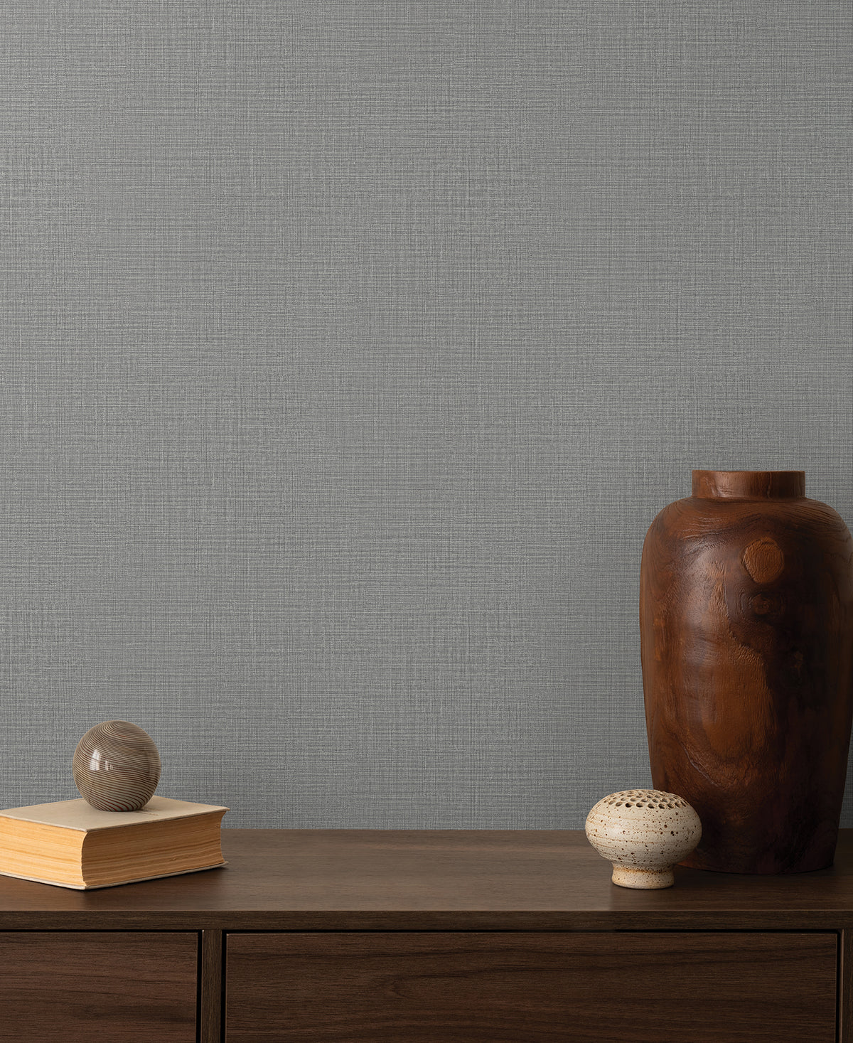 Georgette Faux Fabric Wallpaper in Dark Grey color - pattern number 4228-84152 - by York in the Maestro collection