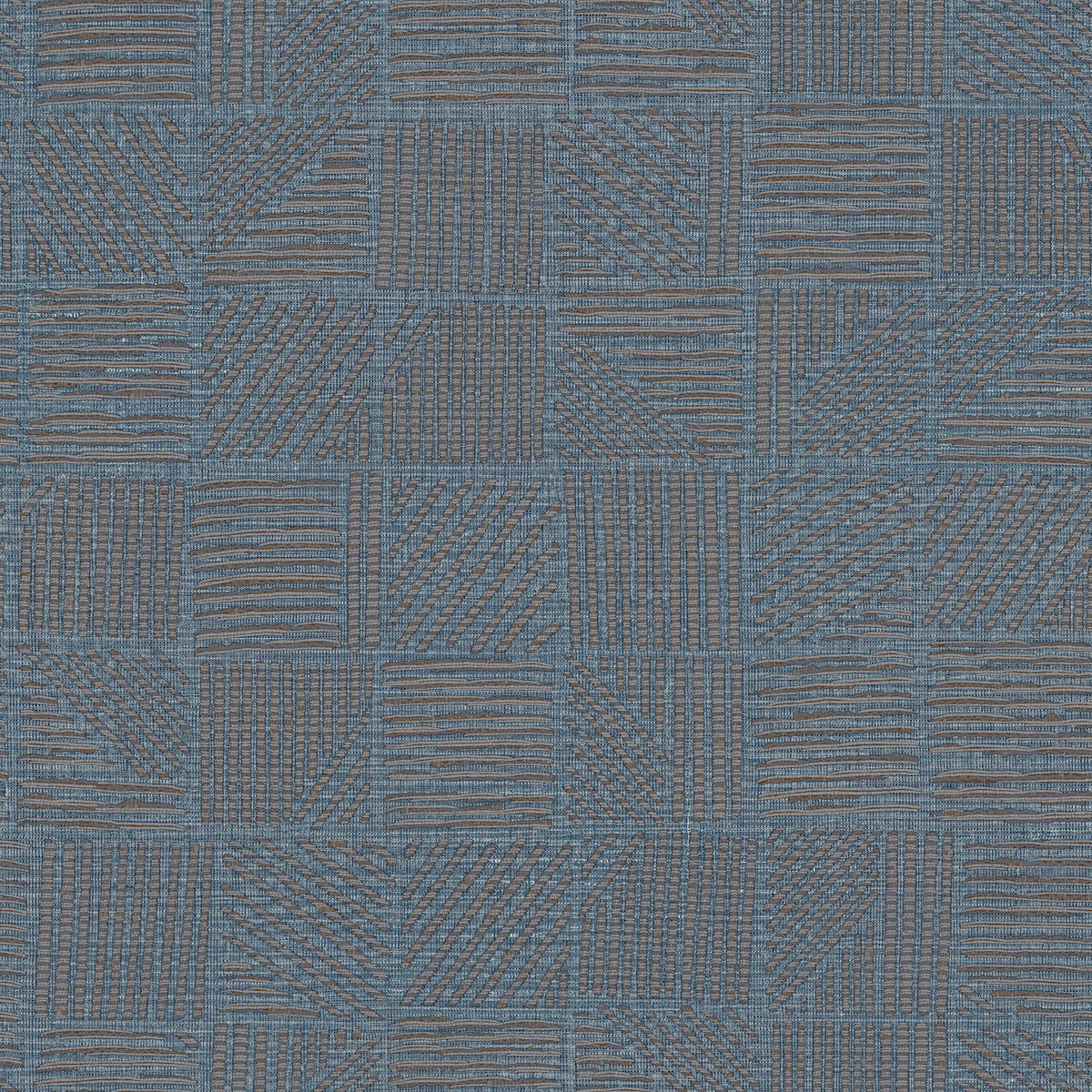 Chiseled Patchwork Faux Fabric Wallpaper in Sapphire color - pattern number 4228-84161 - by York in the Maestro collection
