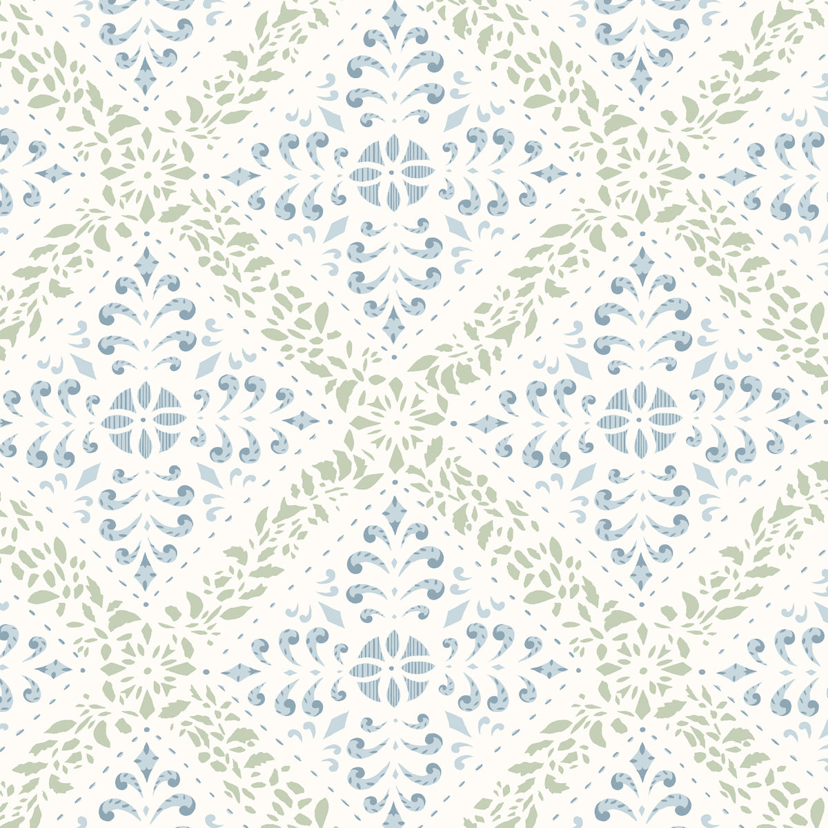 Nyborg wallpaper in blue and green color - pattern number 4516 - by Schumacher in the Borastapeter collection