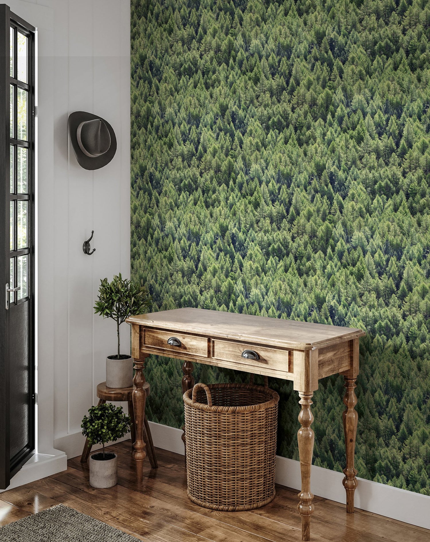 Floral wallpaper in green color - pattern number 45730 - by Galerie in the The Woods and Wicker collection