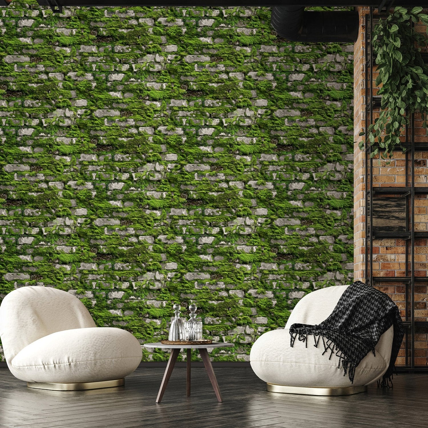 Stone optic wallpaper in green color - pattern number 45731 - by Galerie in the The Bricks And More collection