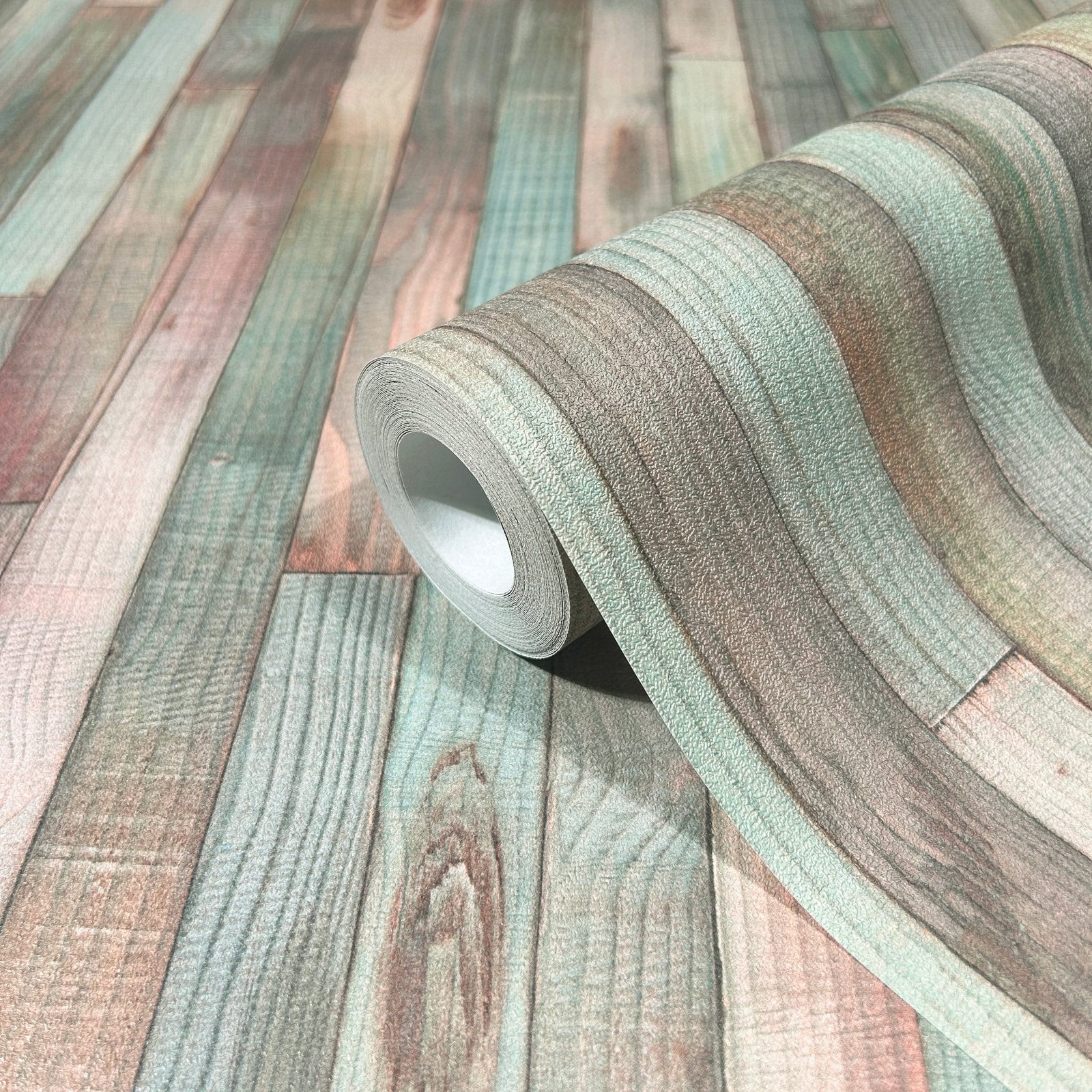 Wood optics wallpaper in green color - pattern number 45736 - by Galerie in the The Woods and Wicker collection