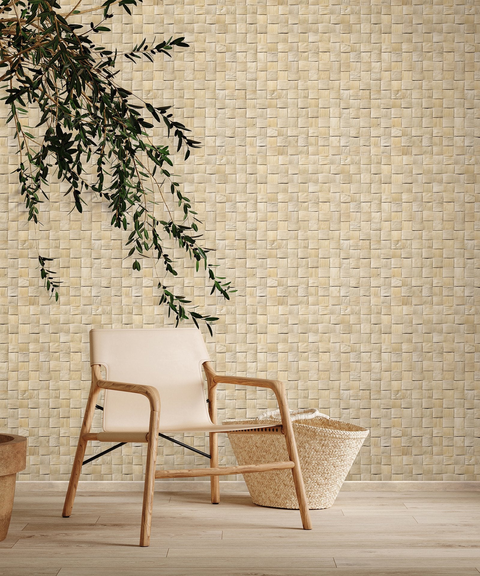 3D optics wallpaper in beige color - pattern number 45740 - by Galerie in the The Woods and Wicker collection