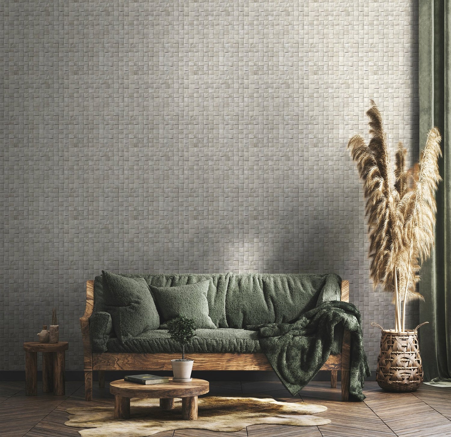 3D optics wallpaper in silver grey color - pattern number 45741 - by Galerie in the The Woods and Wicker collection