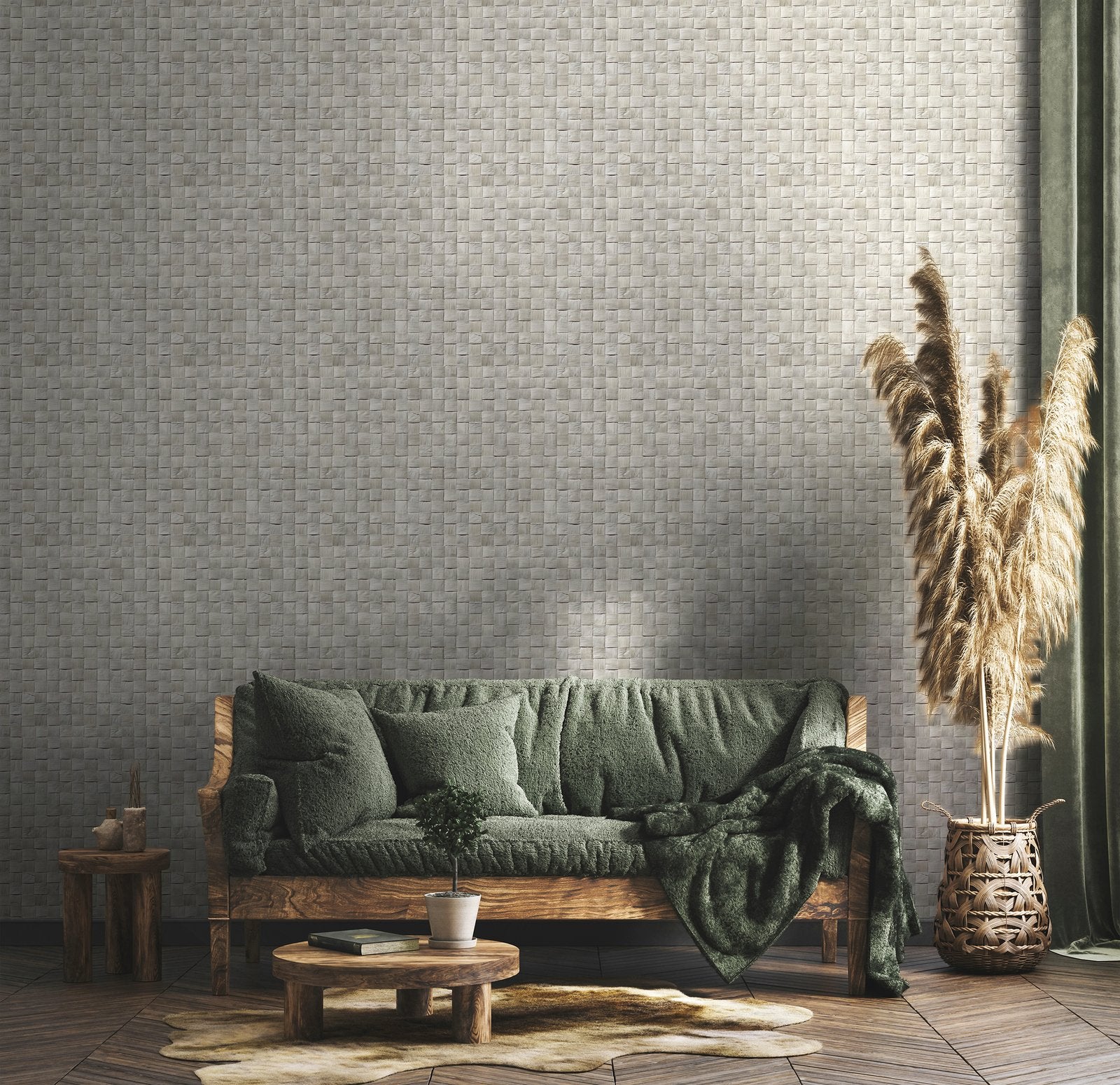 3D optics wallpaper in silver grey color - pattern number 45741 - by Galerie in the The Woods and Wicker collection