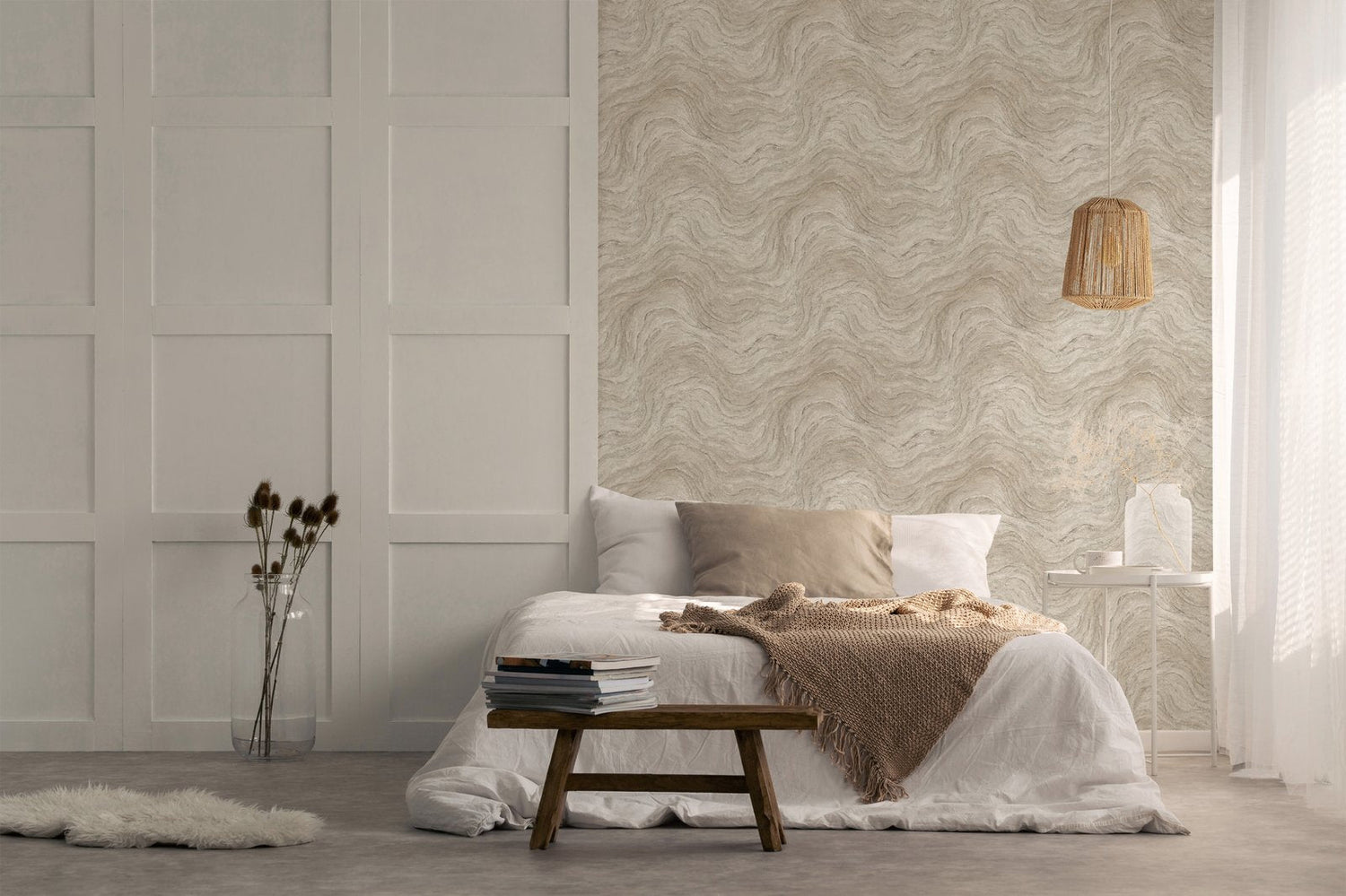Marble optic wallpaper in beige color - pattern number 45757 - by Galerie in the The Bricks And More collection