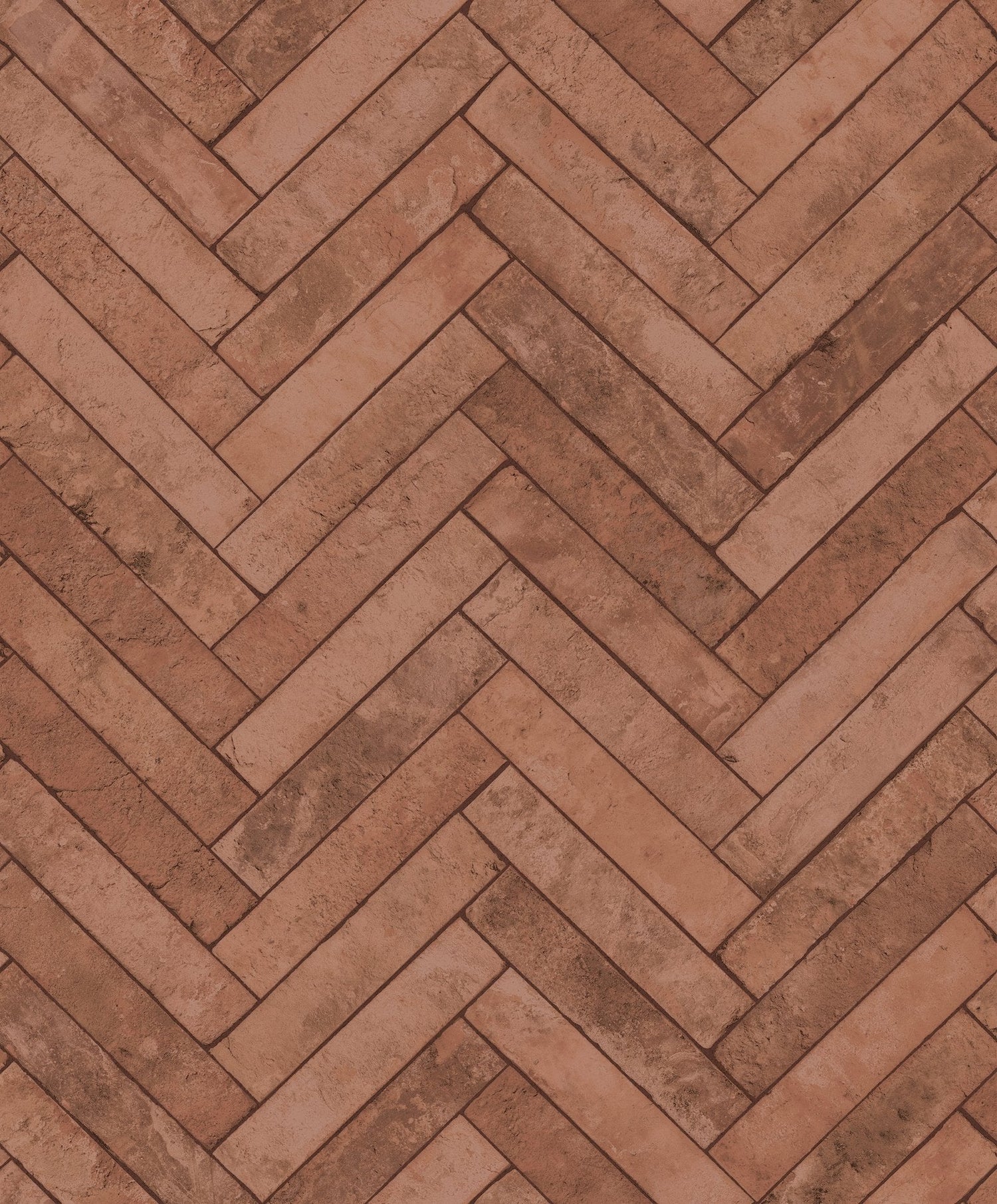 Brick Herringbone wallpaper in red color - pattern number 45763 - by Galerie in the The Bricks And More collection