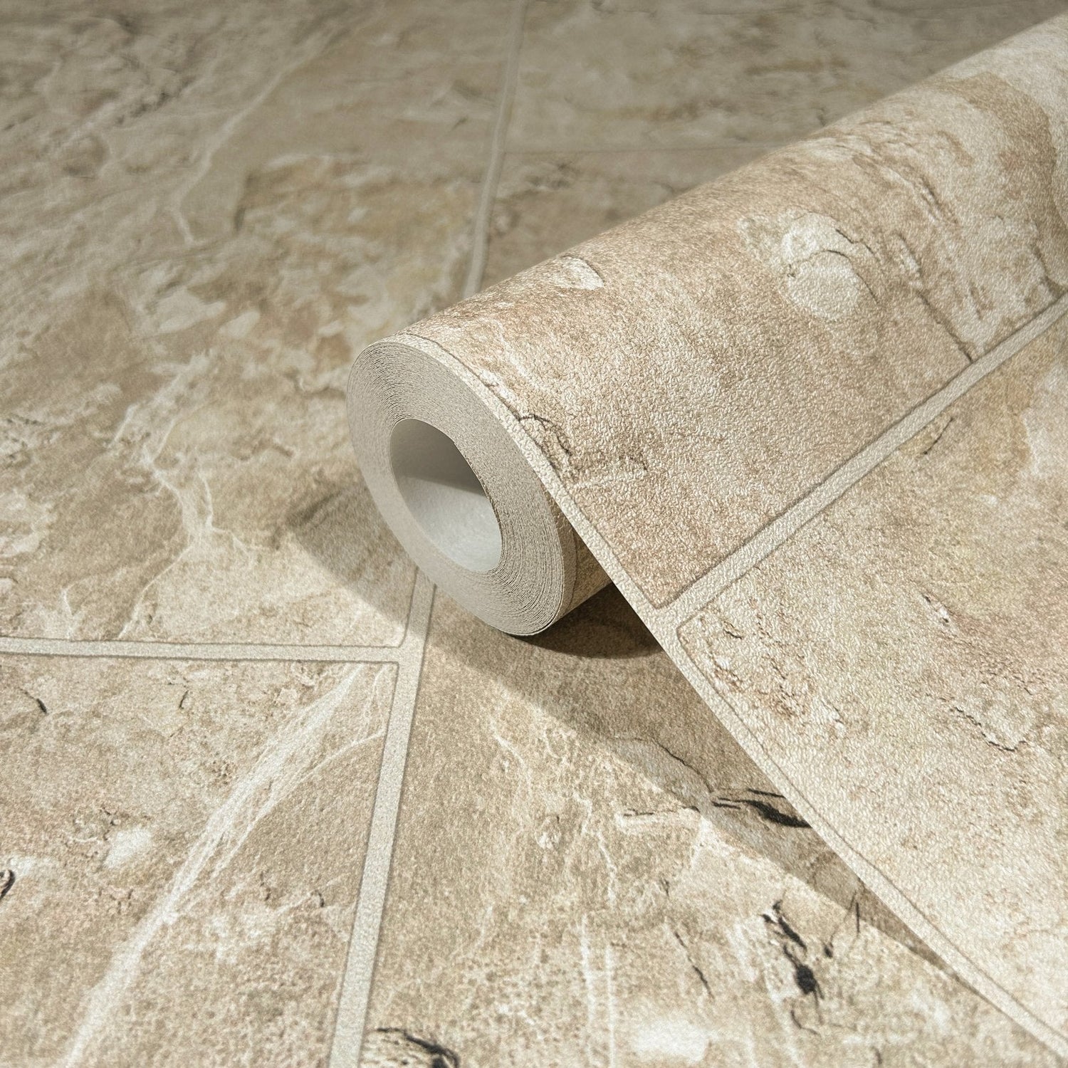 Tile optic wallpaper in beige color - pattern number 45766 - by Galerie in the The Bricks And More collection
