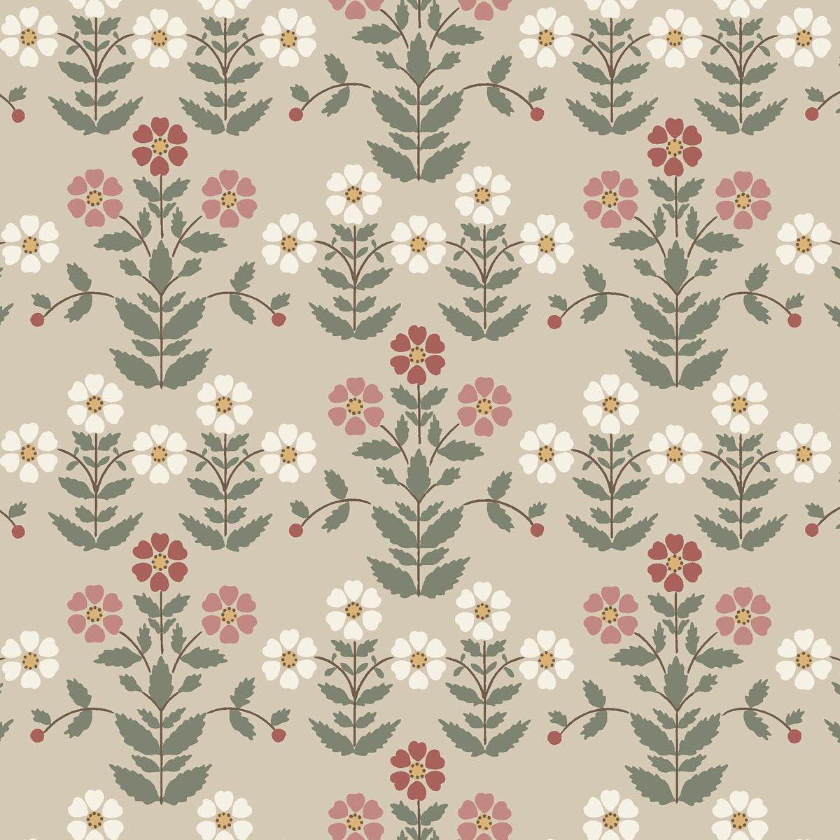 Sippor wallpaper in pinks and natural color - pattern number 4810 - by Schumacher in the Borastapeter collection