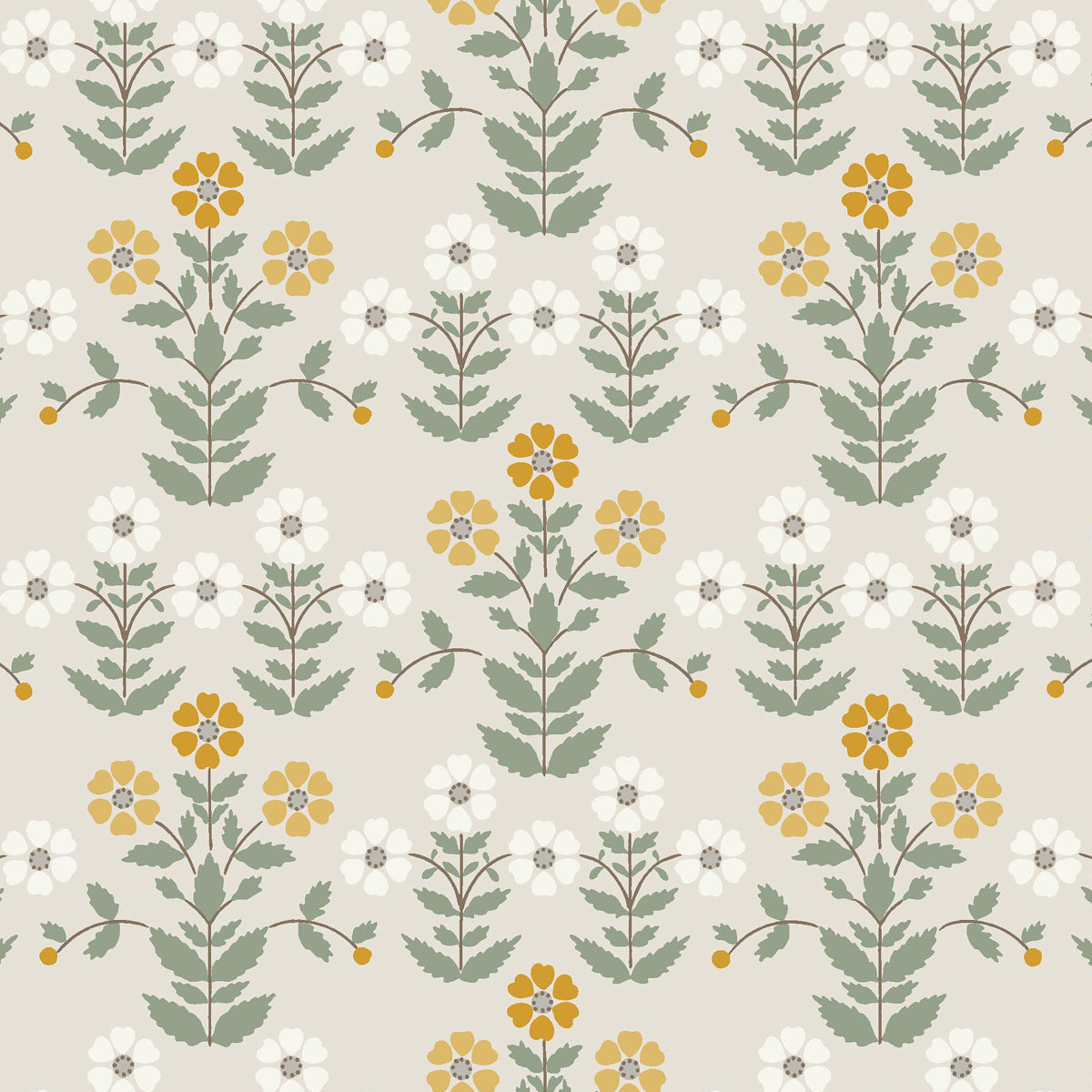 Sippor wallpaper in ochre and stone color - pattern number 4811 - by Schumacher in the Borastapeter collection