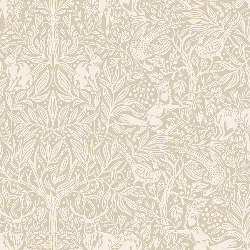 Under The Elder Tree wallpaper in stone color - pattern number 4824 - by Schumacher in the Craft Revival collection