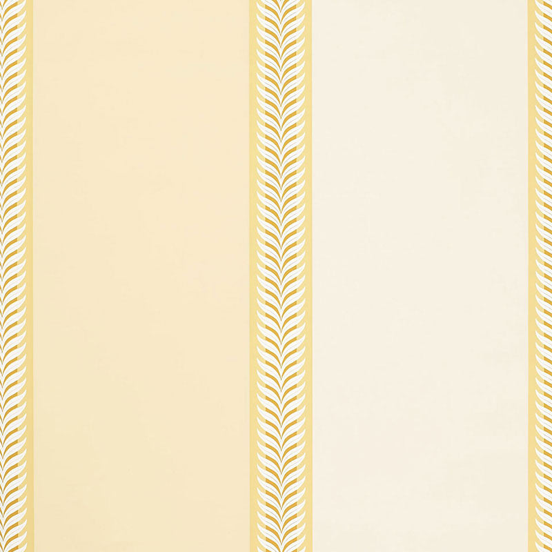 Valais Stripe wallpaper in soft yellow color - pattern number 5002471 - by Schumacher in the Essential Wallcoverings Stripes collection