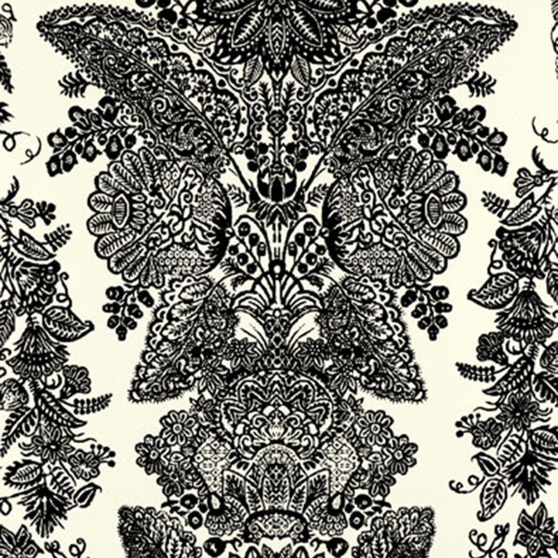 Lace wallpaper in black and ivory color - pattern number 5003320 - by Schumacher in the Avant Garde collection