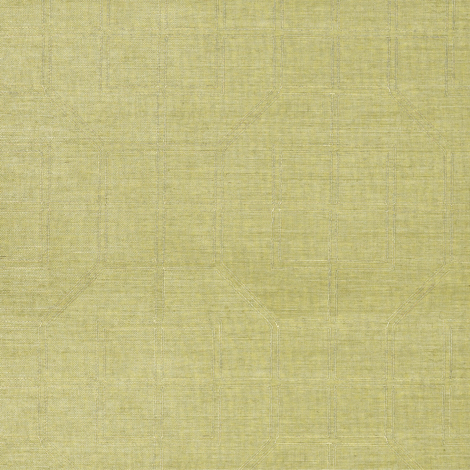 Linyi Embroidered Fret Sisal wallpaper in celery color - pattern number 5003551 - by Schumacher in the Atelier collection