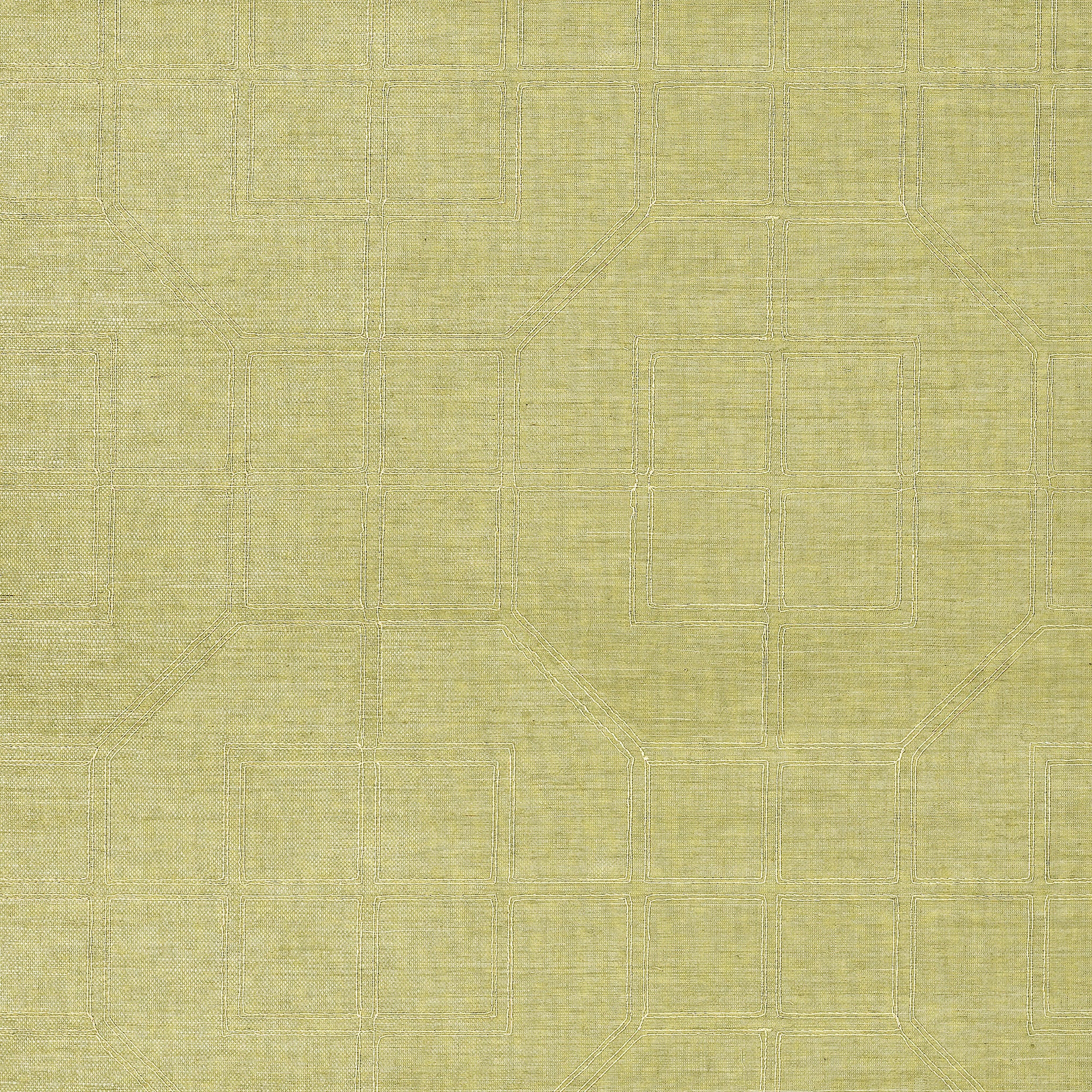 Linyi Embroidered Fret Sisal wallpaper in celery color - pattern number 5003551 - by Schumacher in the Atelier collection