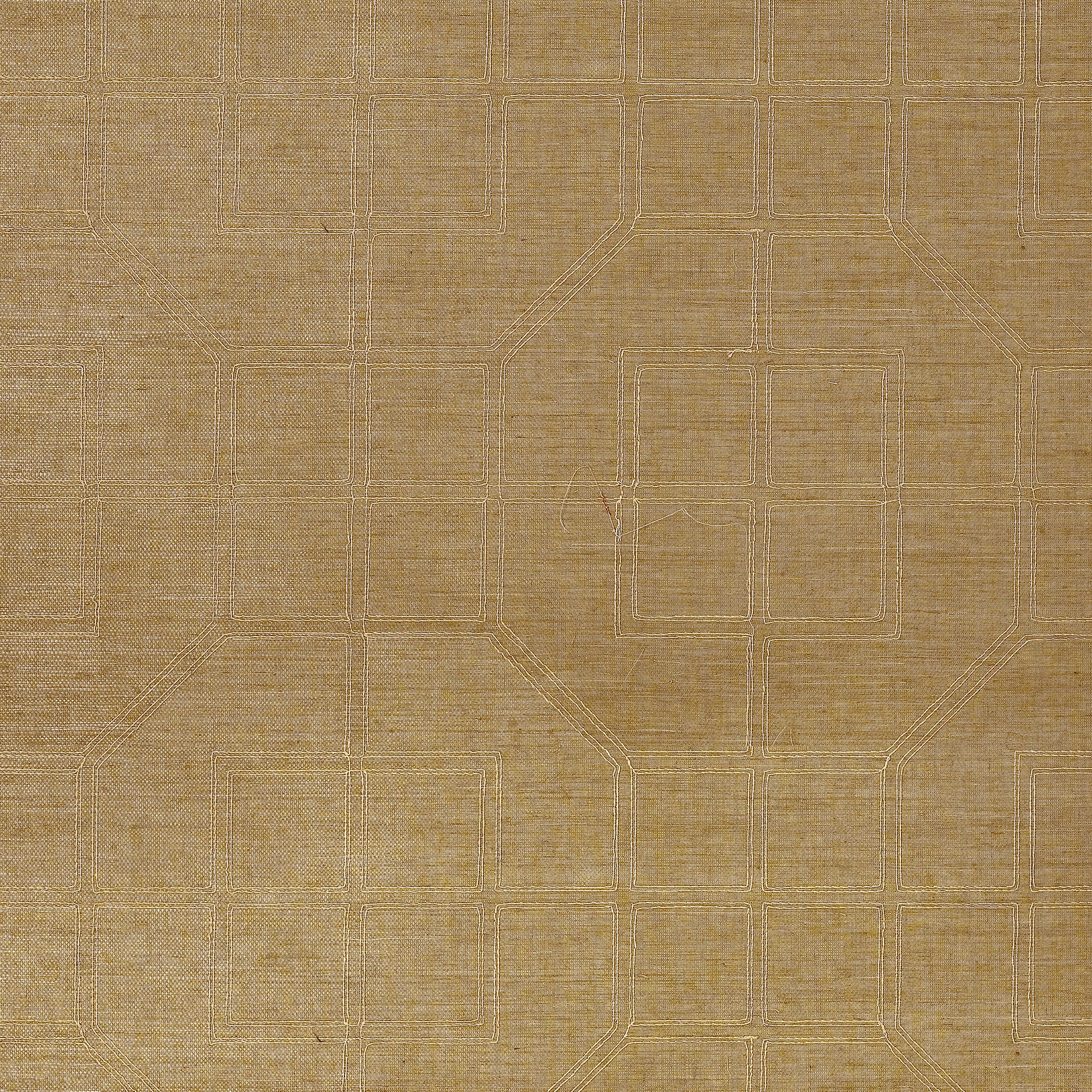 Linyi Embroidered Fret Sisal wallpaper in linen color - pattern number 5003553 - by Schumacher in the Atelier collection